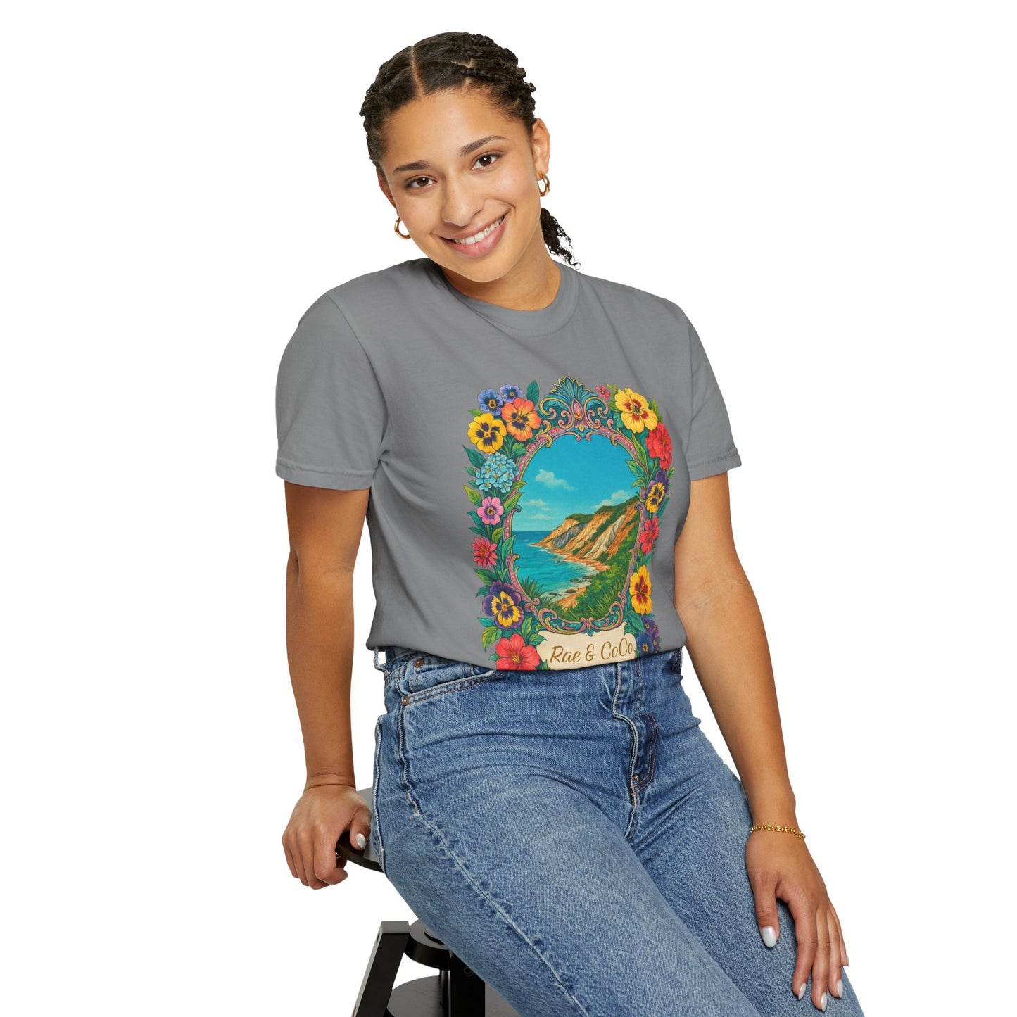 Vintage Floral Martha’s Vineyard Tee – Aquinnah Cliffs & Island Heritage Shirt