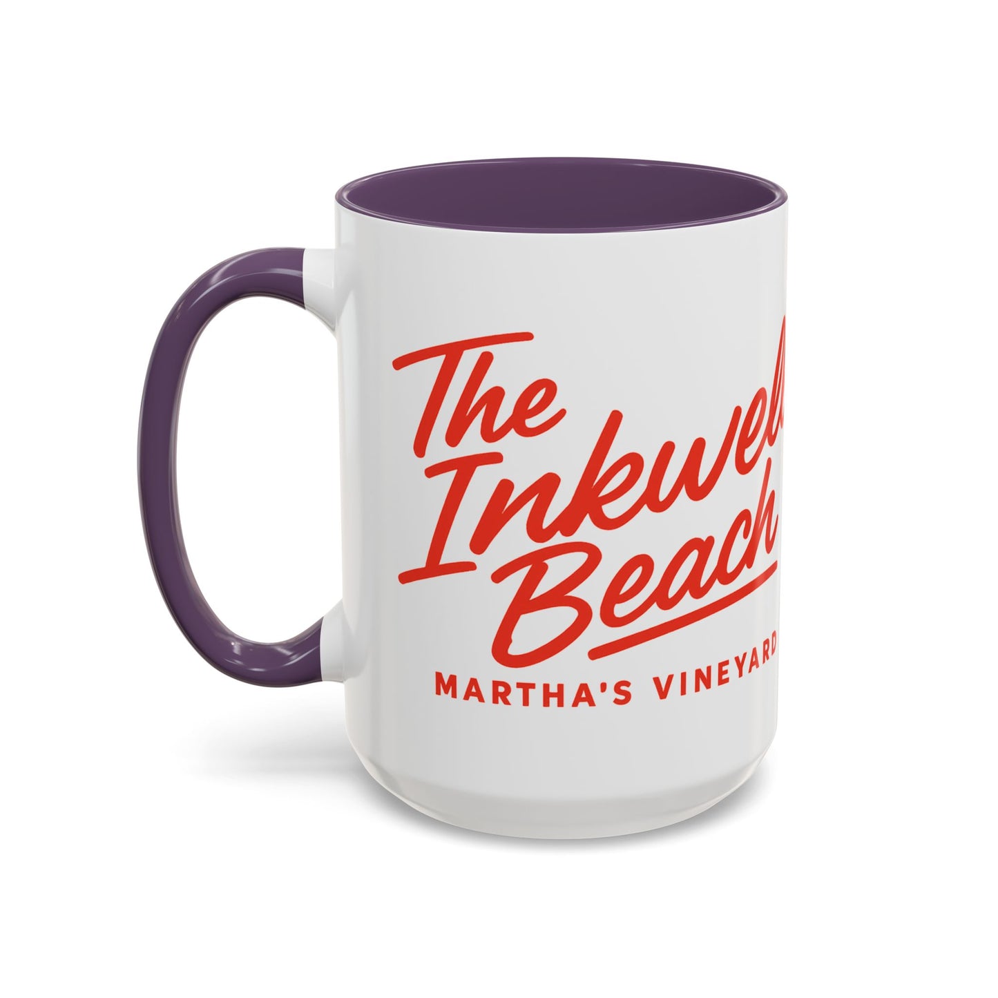 🔴 The Inkwell Beach – Martha’s Vineyard Classic Script Accent Mug (11oz & 15oz)