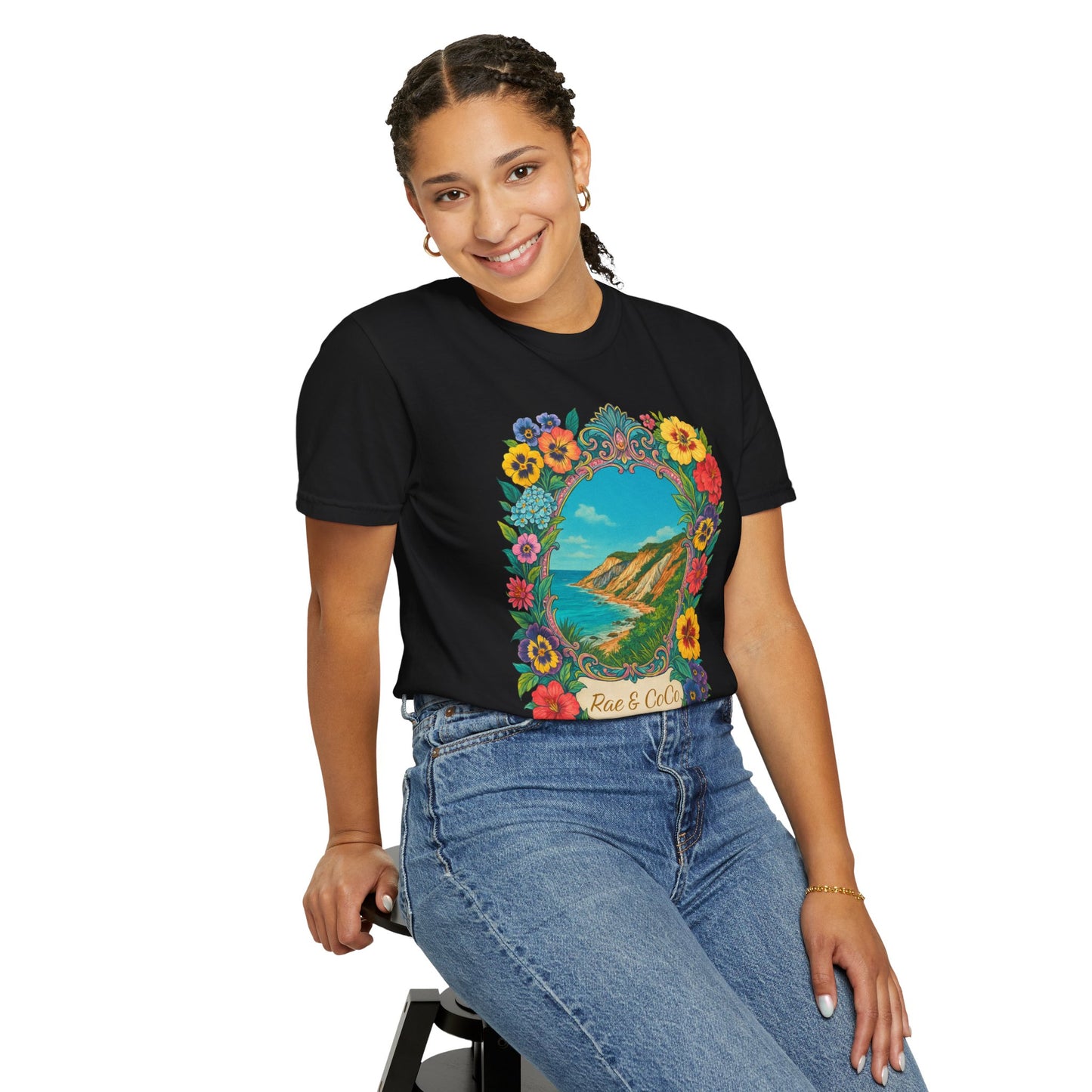 Vintage Floral Martha’s Vineyard Tee – Aquinnah Cliffs & Island Heritage Shirt