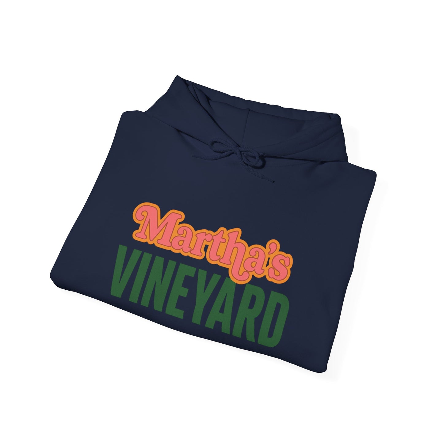 Retro “Martha’s Vineyard” Hoodie – Unisex Heavy Blend, Orange & Green Coastal Desig