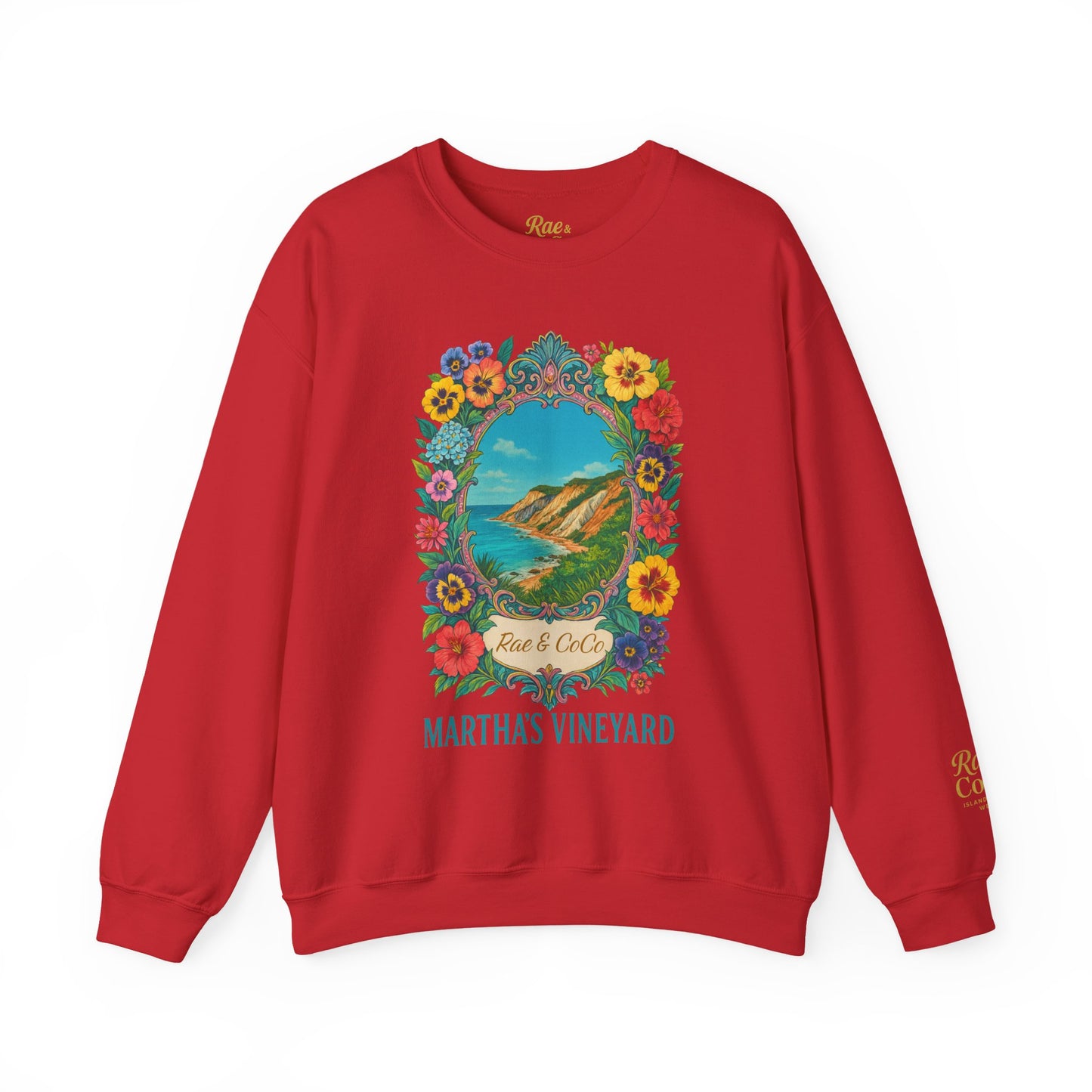 Aquinnah Cliffs Floral Crewneck – Martha’s Vineyard Classic | Unisex Heavy Blend Sweatshirt