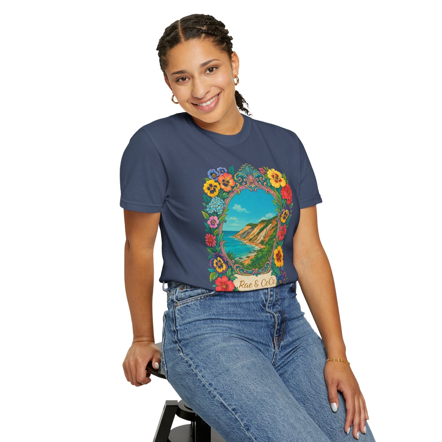 Vintage Floral Martha’s Vineyard Tee – Aquinnah Cliffs & Island Heritage Shirt