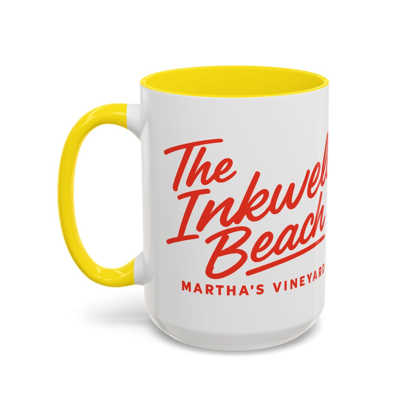 🔴 The Inkwell Beach – Martha’s Vineyard Classic Script Accent Mug (11oz & 15oz)