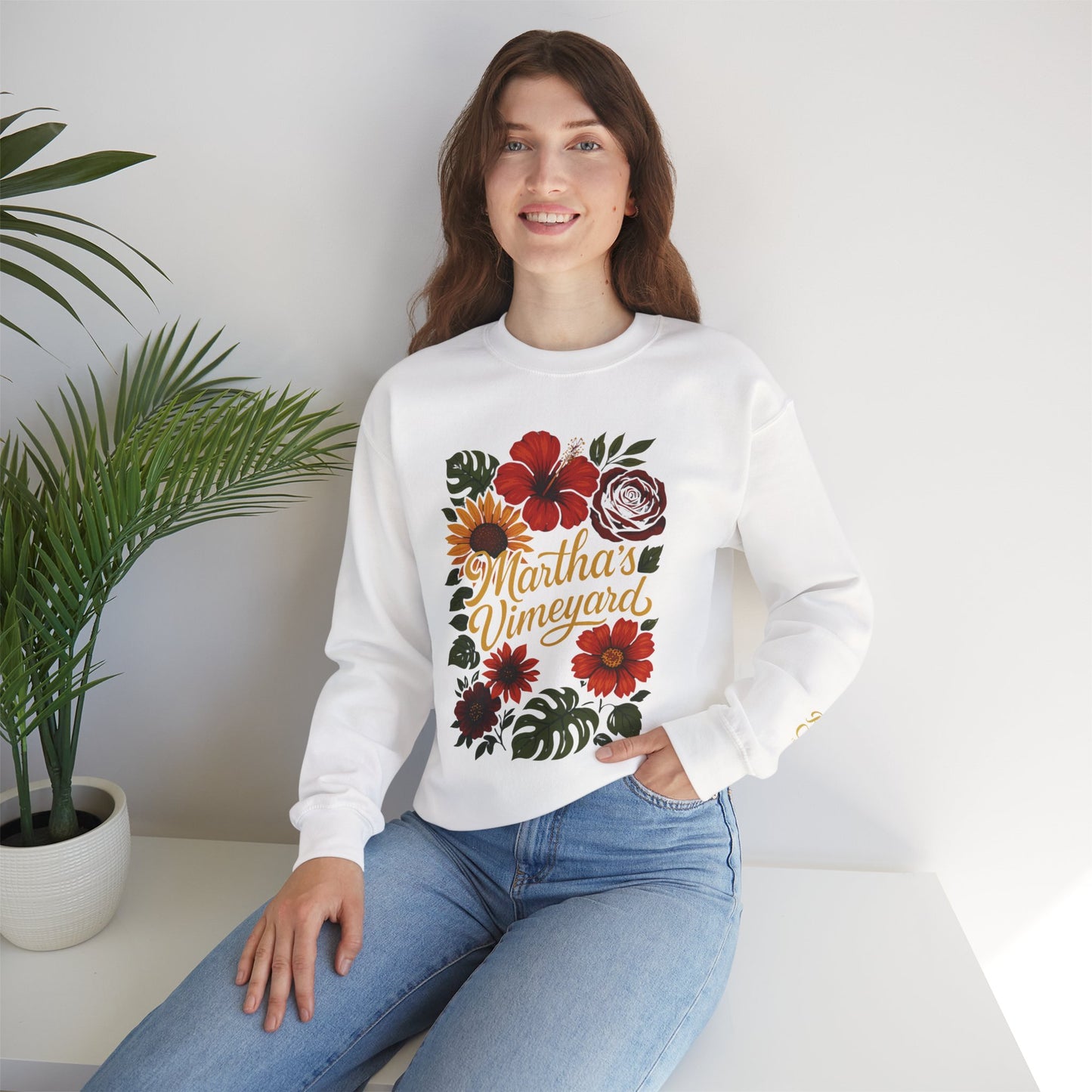 Ocean Park Floral Crewneck Sweatshirt – Martha’s Vineyard Classic | Unisex Heavy Blend