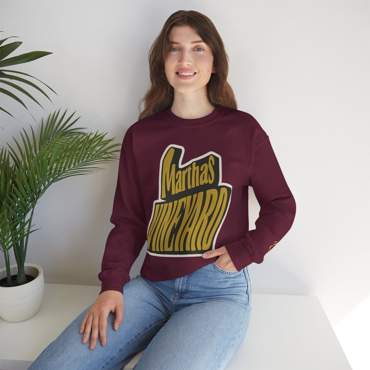 Wavy Martha’s Vineyard Crewneck Sweatshirt – Unisex Heavy Blend | Cozy Island Style