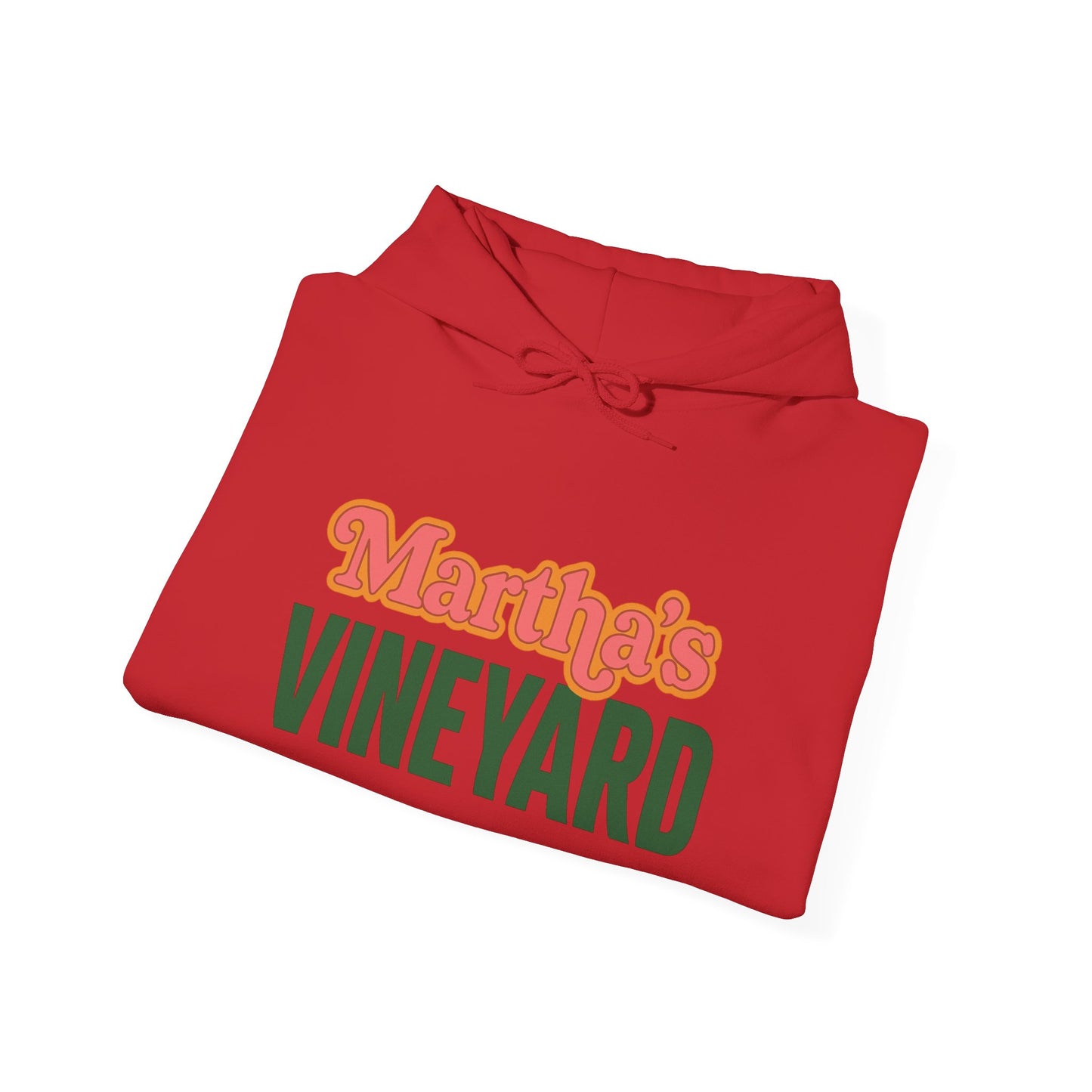 Retro “Martha’s Vineyard” Hoodie – Unisex Heavy Blend, Orange & Green Coastal Desig