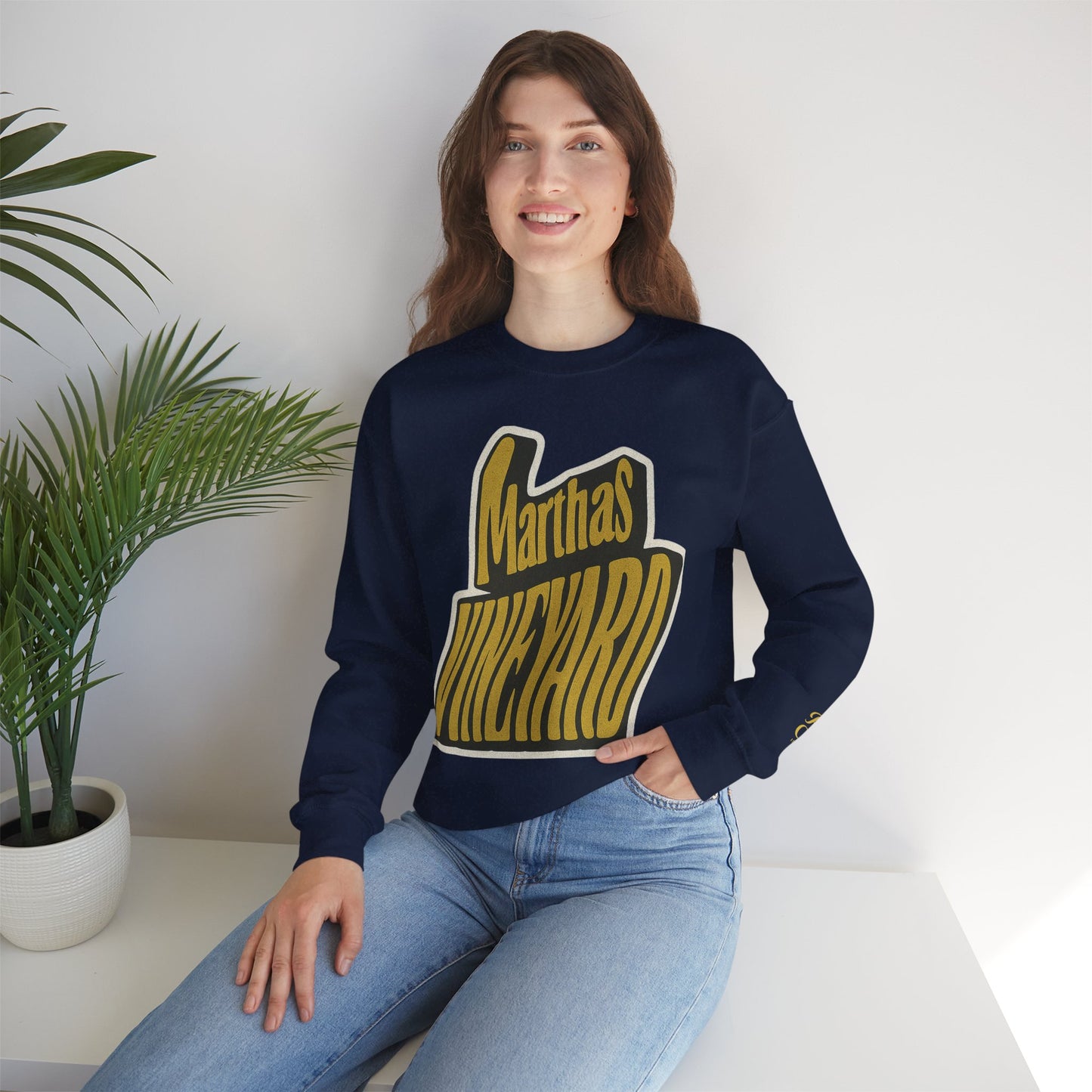 Wavy Martha’s Vineyard Crewneck Sweatshirt – Unisex Heavy Blend | Cozy Island Style