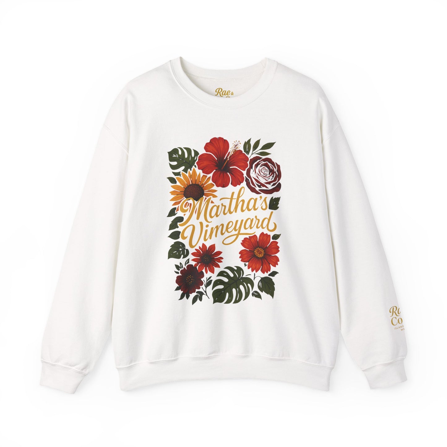 Ocean Park Floral Crewneck Sweatshirt – Martha’s Vineyard Classic | Unisex Heavy Blend