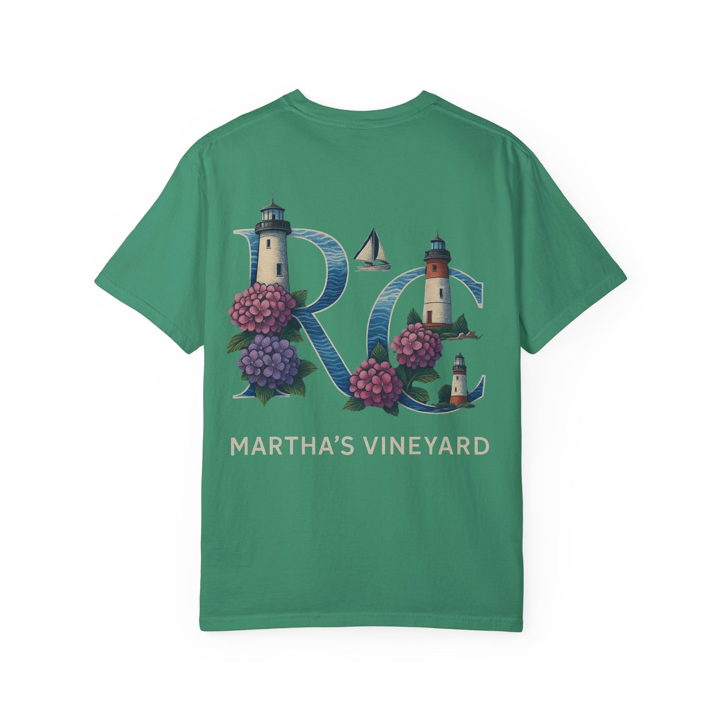 RC Martha’s Vineyard Tee – Nautical Lighthouse & Hydrangea Island Design