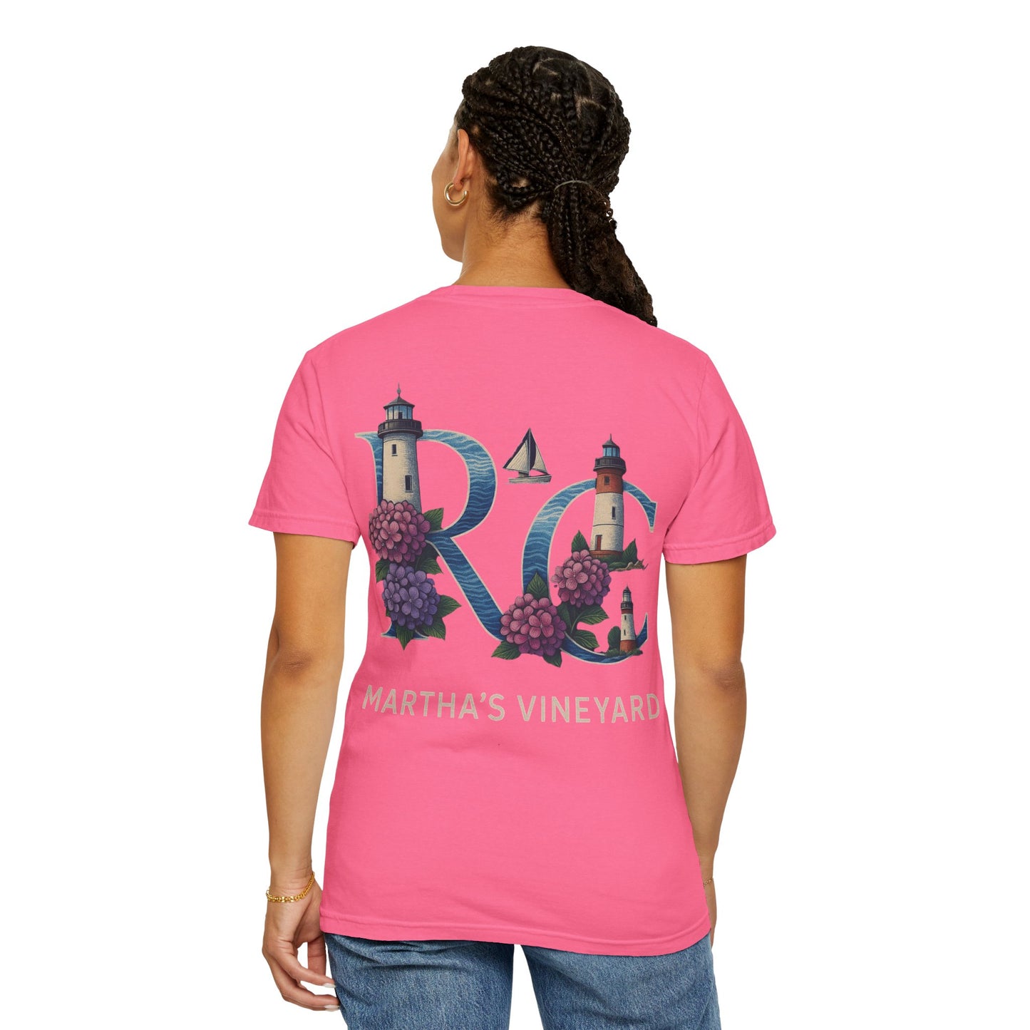 RC Martha’s Vineyard Tee – Nautical Lighthouse & Hydrangea Island Design