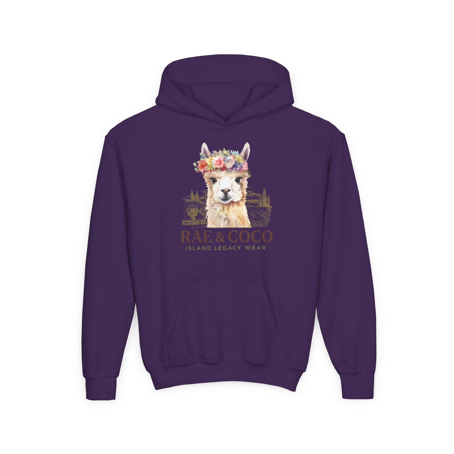 Floral Alpaca Youth Hoodie - Cozy Gift for Animal Lovers, Perfect for Birthdays, Holidays, Casual Wear, Family Outings