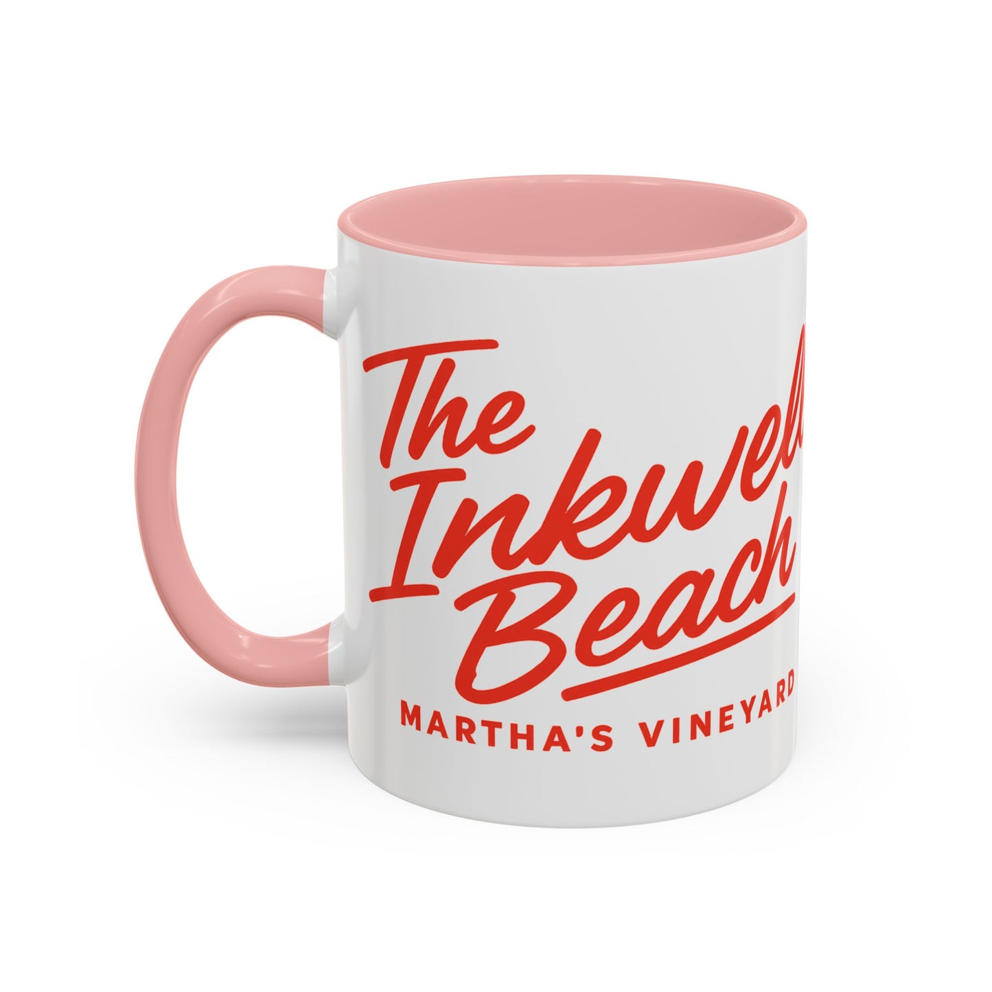 🔴 The Inkwell Beach – Martha’s Vineyard Classic Script Accent Mug (11oz & 15oz)