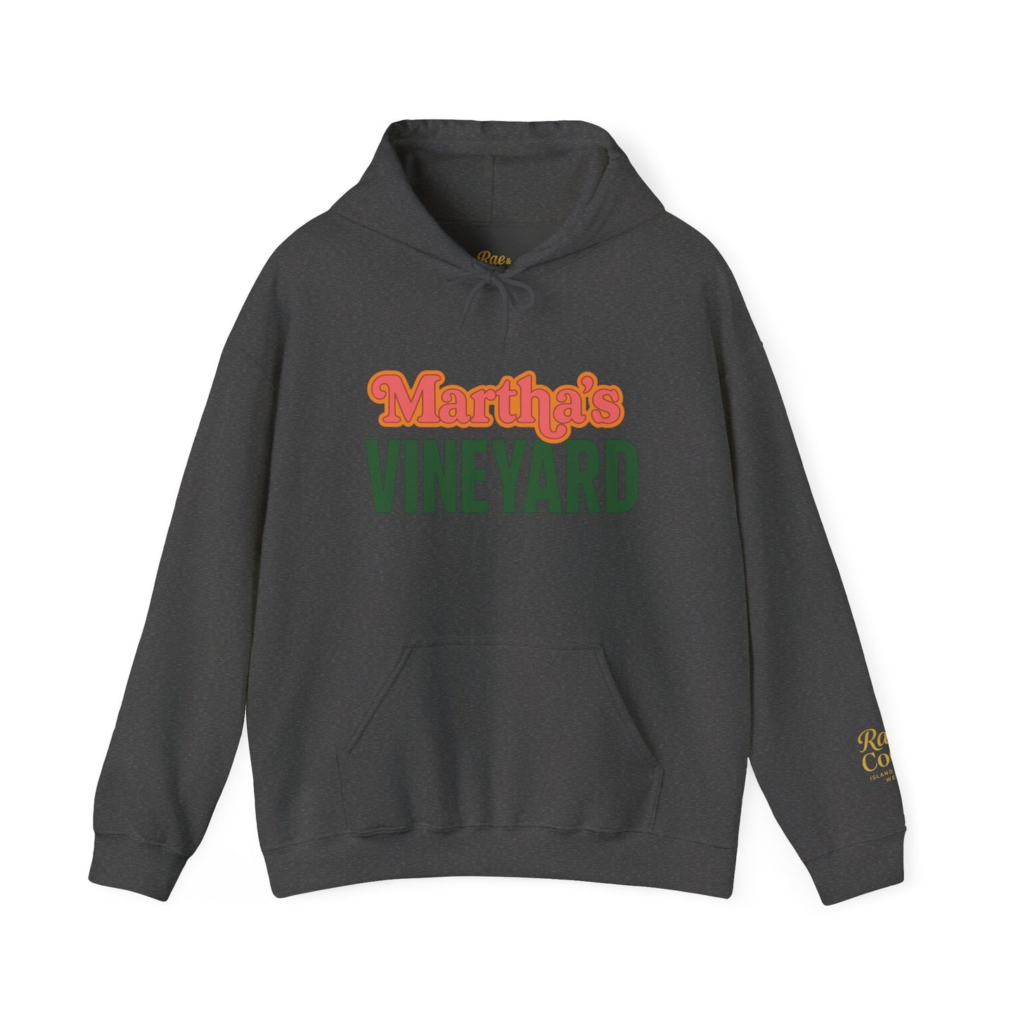 Retro “Martha’s Vineyard” Hoodie – Unisex Heavy Blend, Orange & Green Coastal Desig