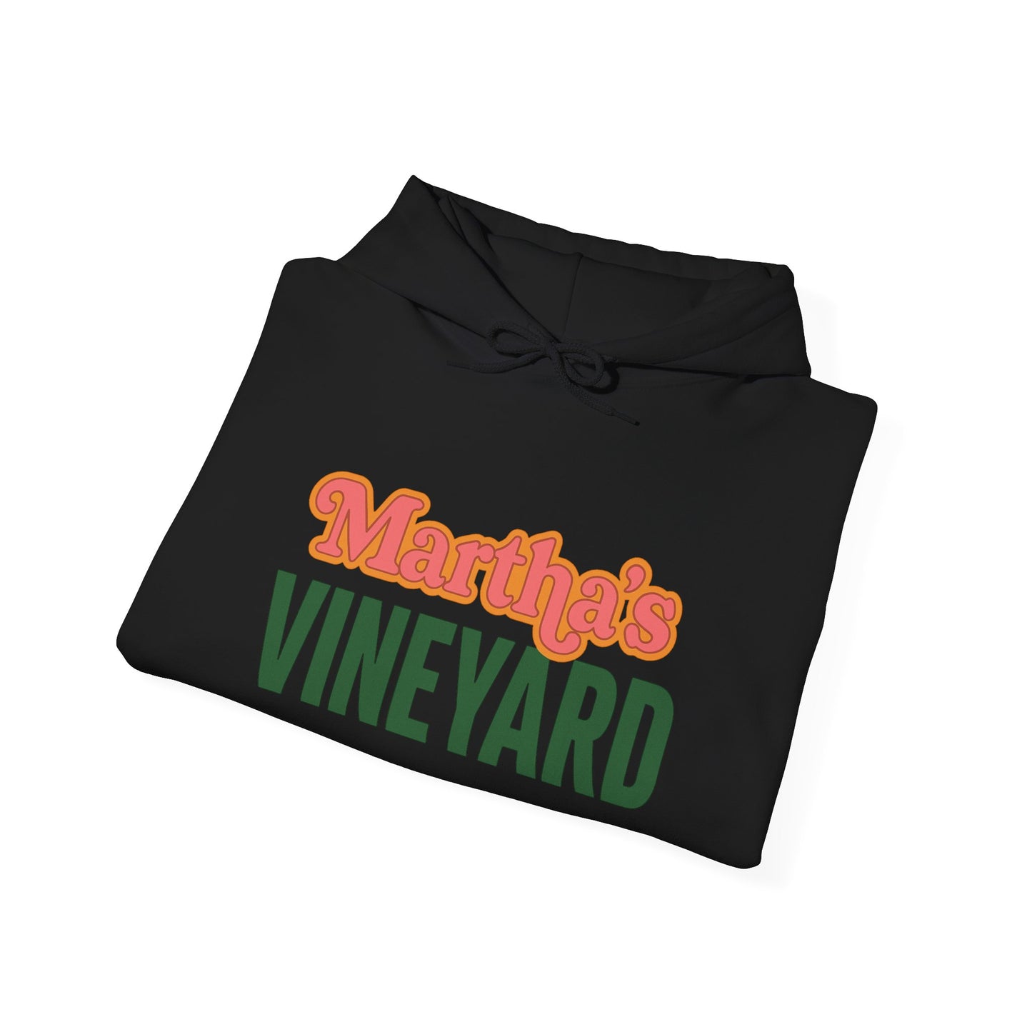 Retro “Martha’s Vineyard” Hoodie – Unisex Heavy Blend, Orange & Green Coastal Desig