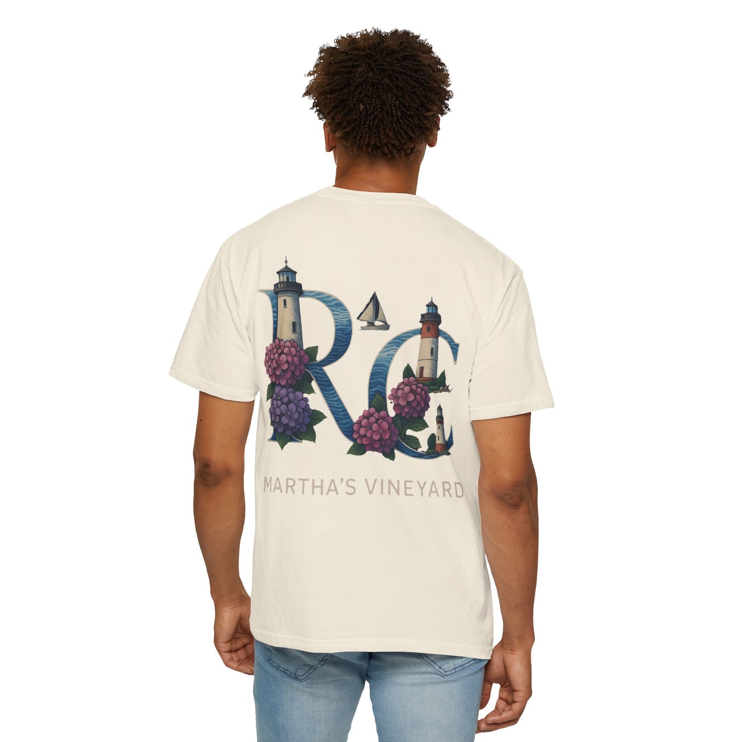 RC Martha’s Vineyard Tee – Nautical Lighthouse & Hydrangea Island Design