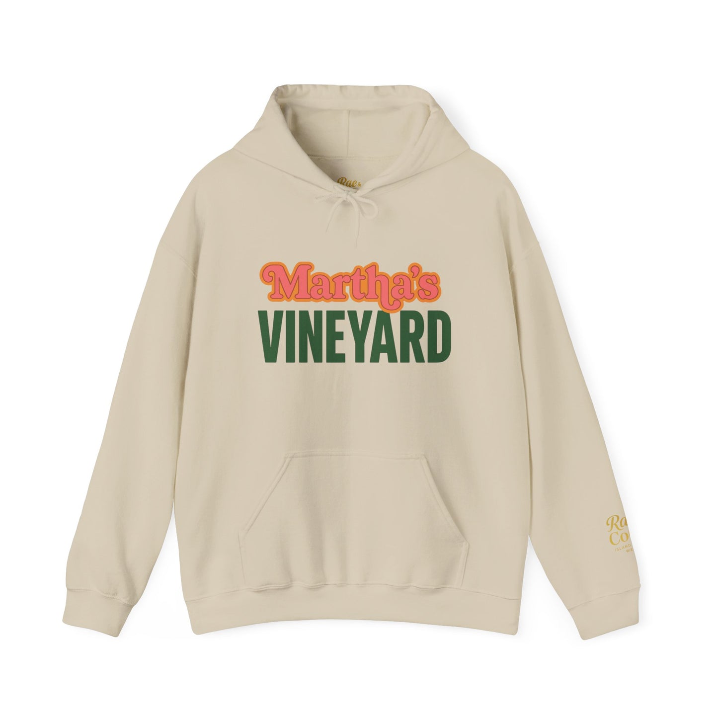 Retro “Martha’s Vineyard” Hoodie – Unisex Heavy Blend, Orange & Green Coastal Desig