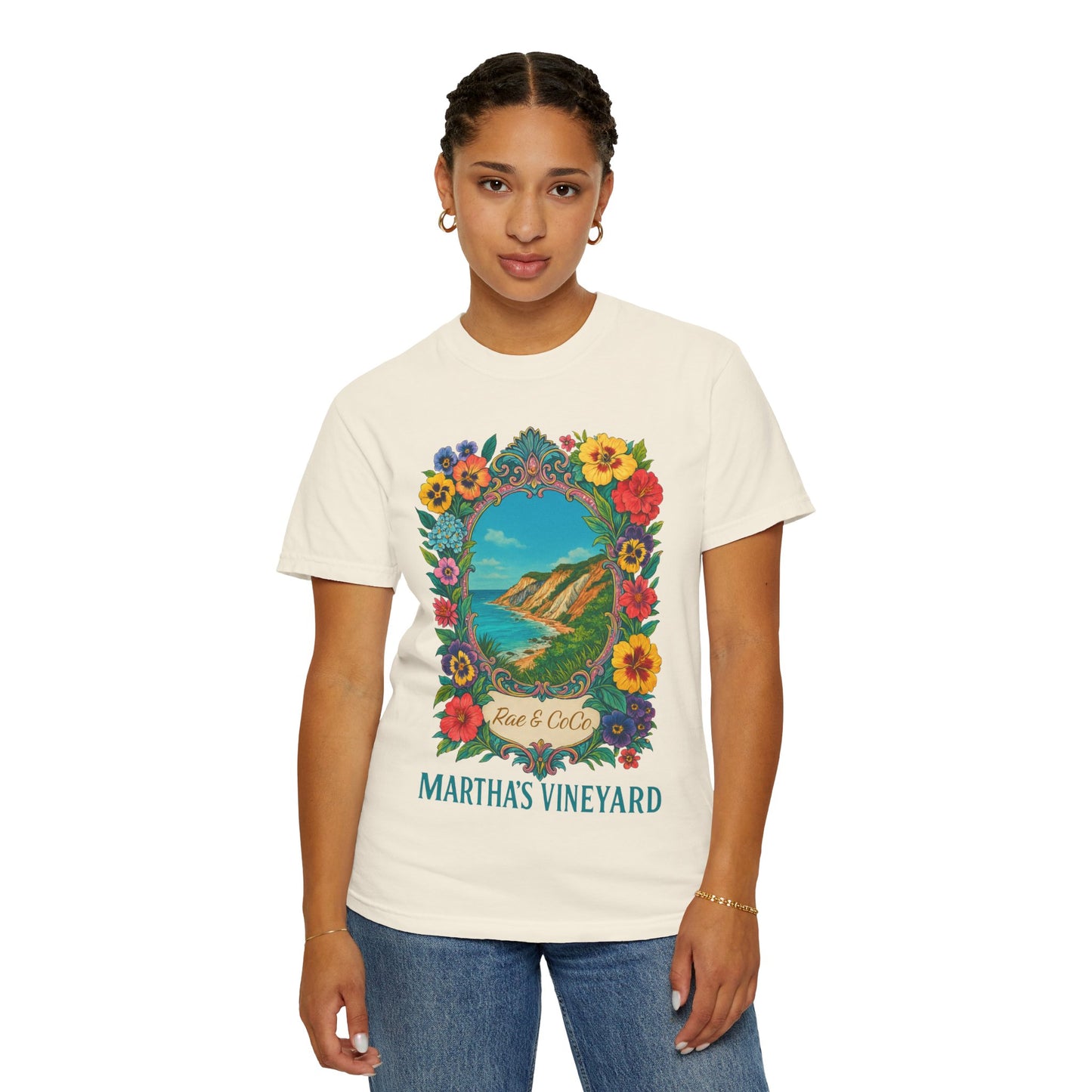 Vintage Floral Martha’s Vineyard Tee – Aquinnah Cliffs & Island Heritage Shirt
