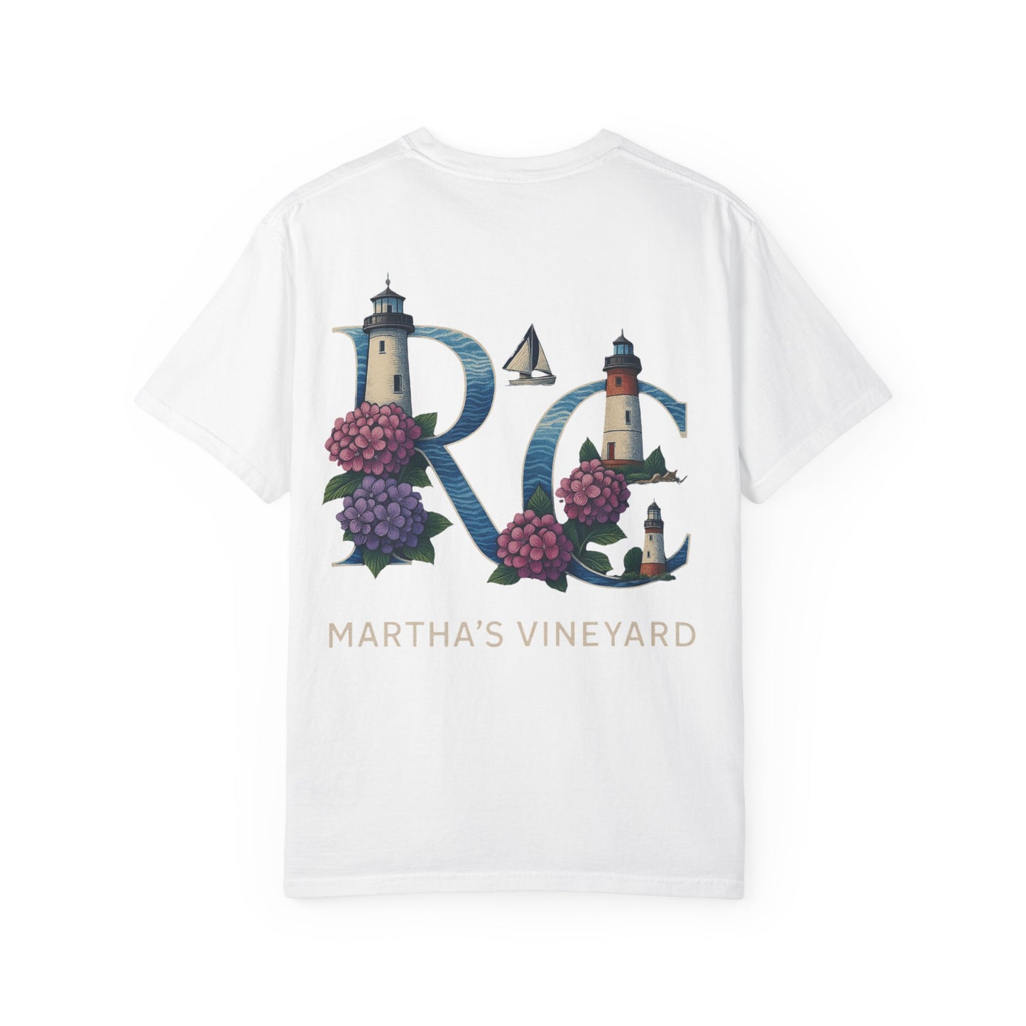 RC Martha’s Vineyard Tee – Nautical Lighthouse & Hydrangea Island Design