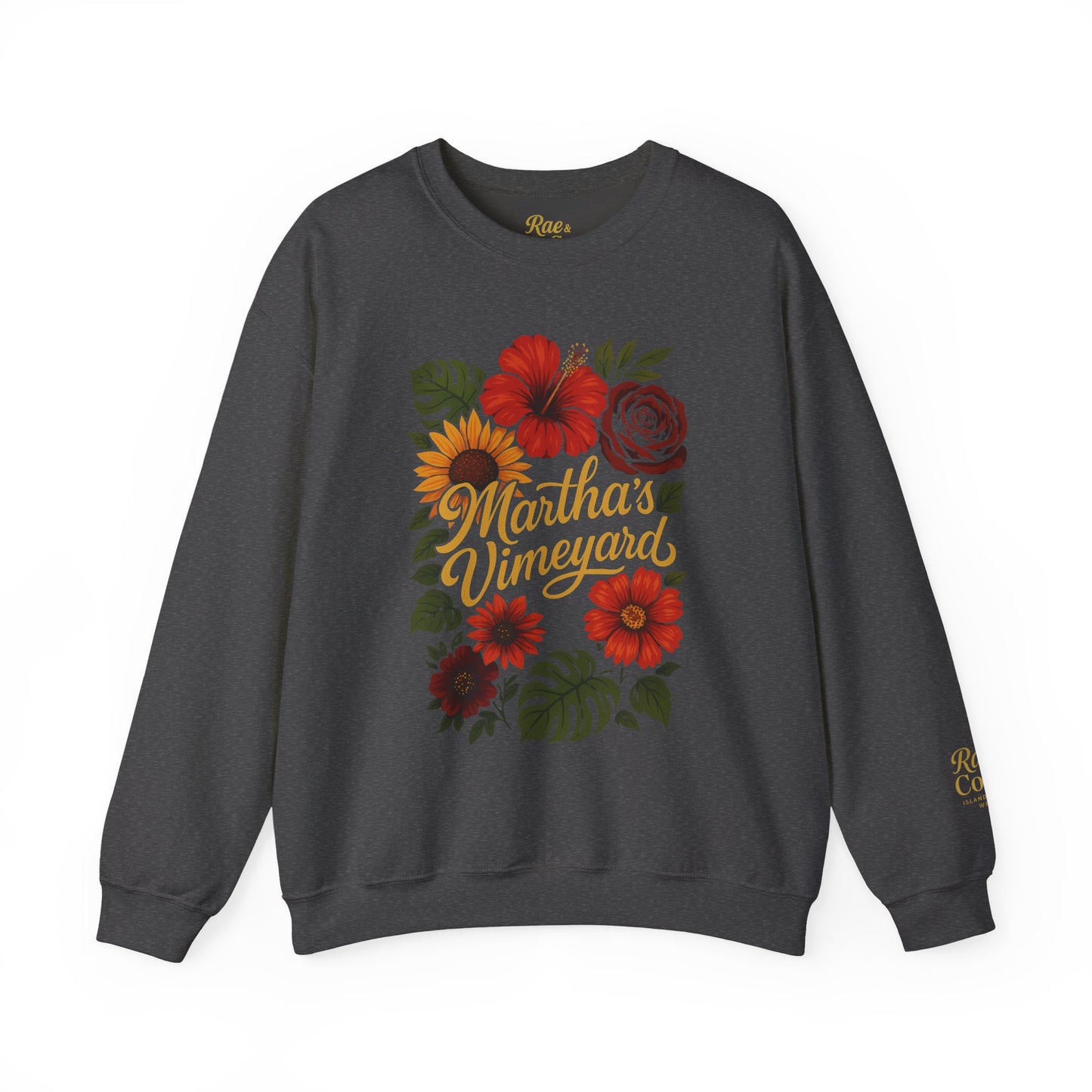 Ocean Park Floral Crewneck Sweatshirt – Martha’s Vineyard Classic | Unisex Heavy Blend