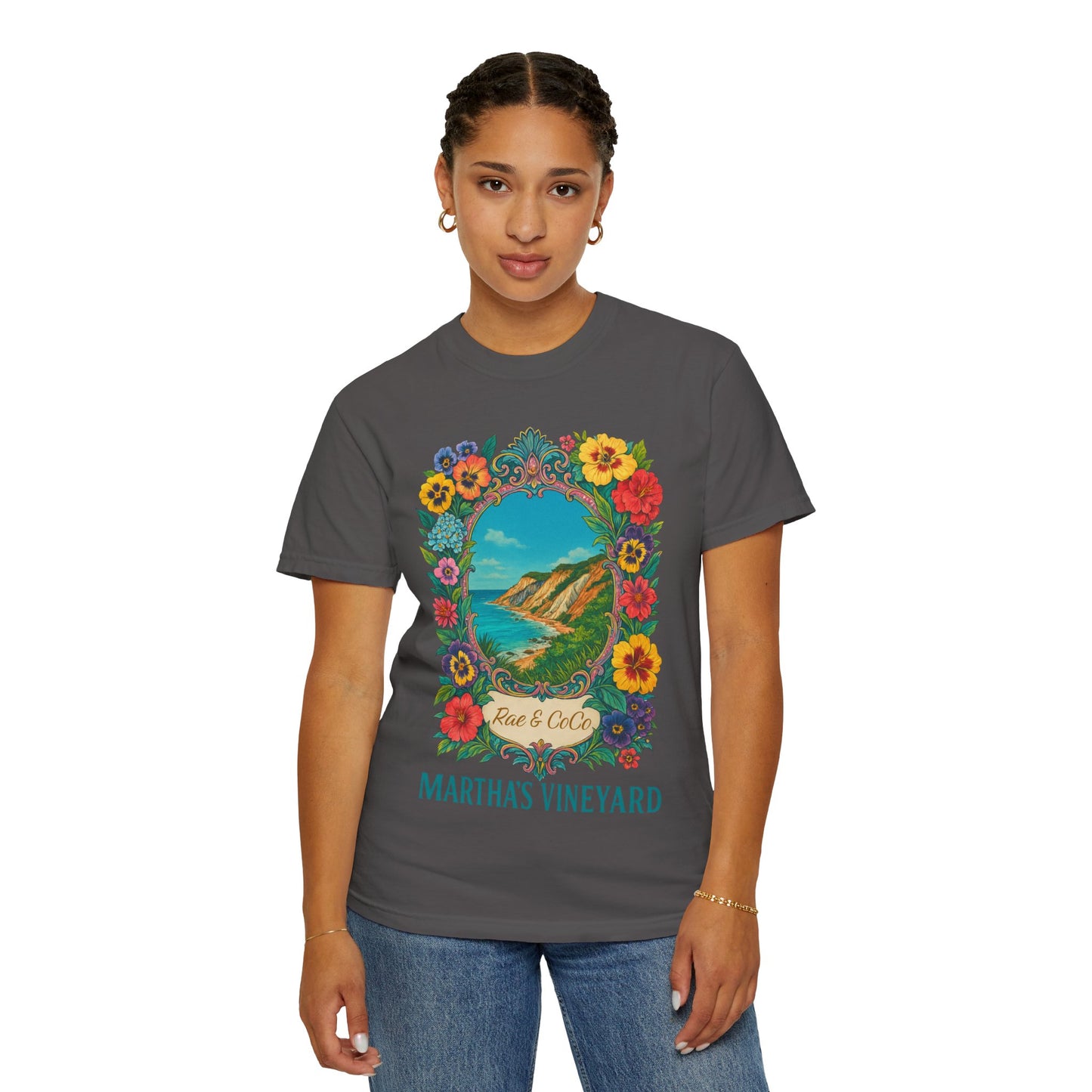 Vintage Floral Martha’s Vineyard Tee – Aquinnah Cliffs & Island Heritage Shirt