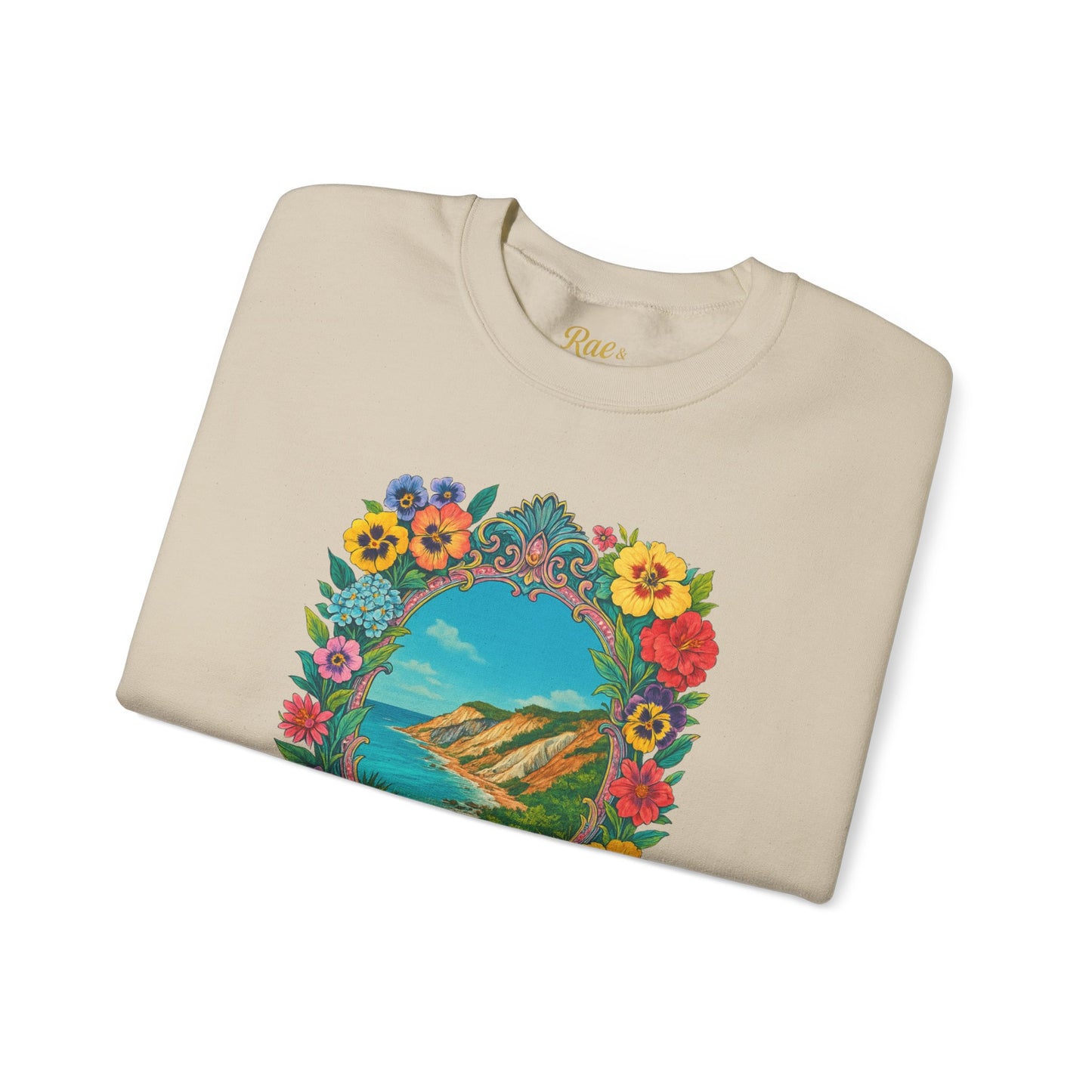 Aquinnah Cliffs Floral Crewneck – Martha’s Vineyard Classic | Unisex Heavy Blend Sweatshirt