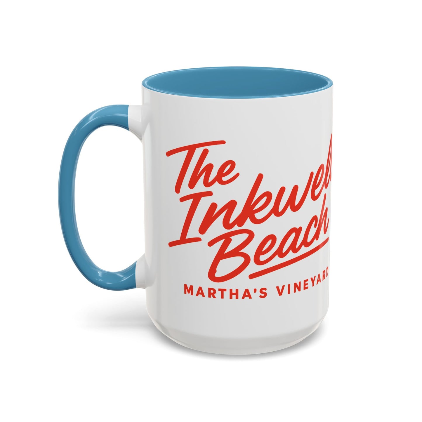 🔴 The Inkwell Beach – Martha’s Vineyard Classic Script Accent Mug (11oz & 15oz)