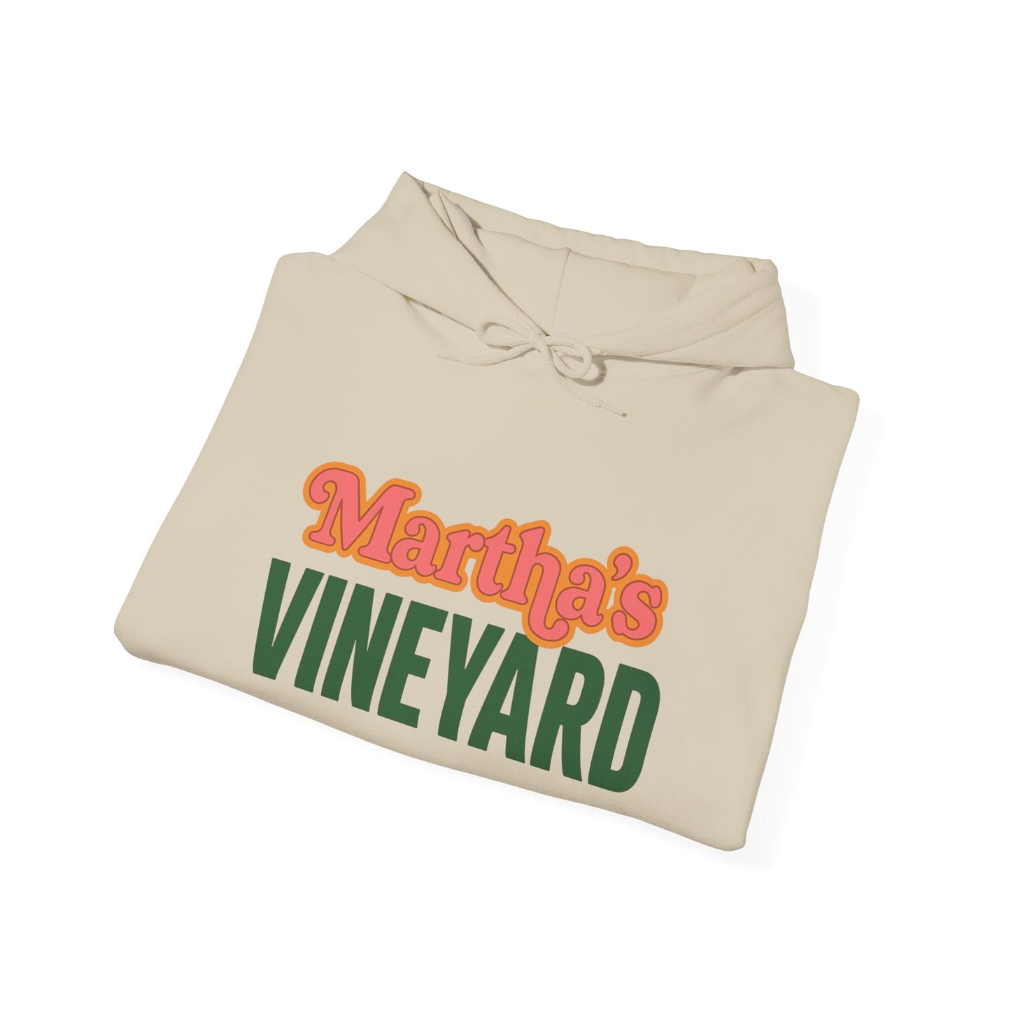 Retro “Martha’s Vineyard” Hoodie – Unisex Heavy Blend, Orange & Green Coastal Desig