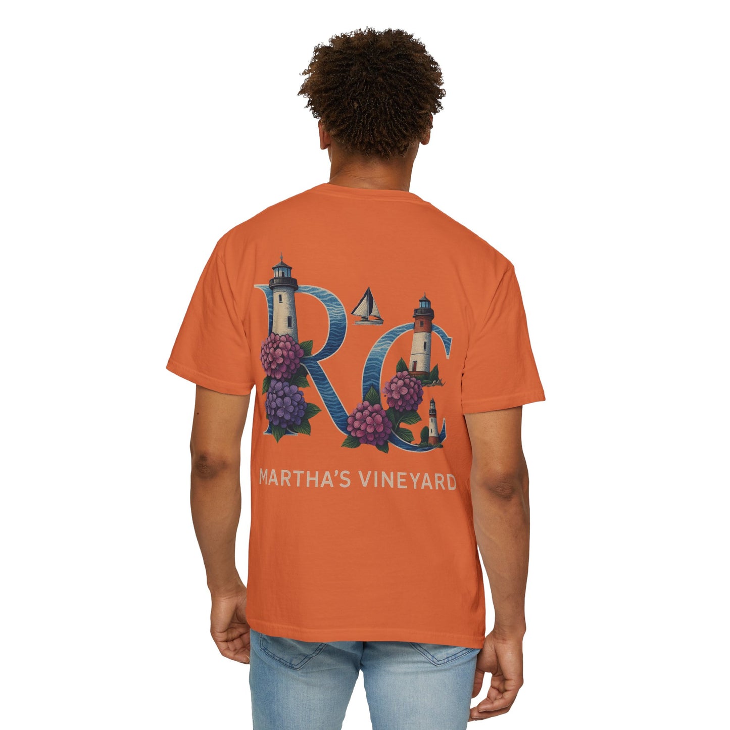 RC Martha’s Vineyard Tee – Nautical Lighthouse & Hydrangea Island Design