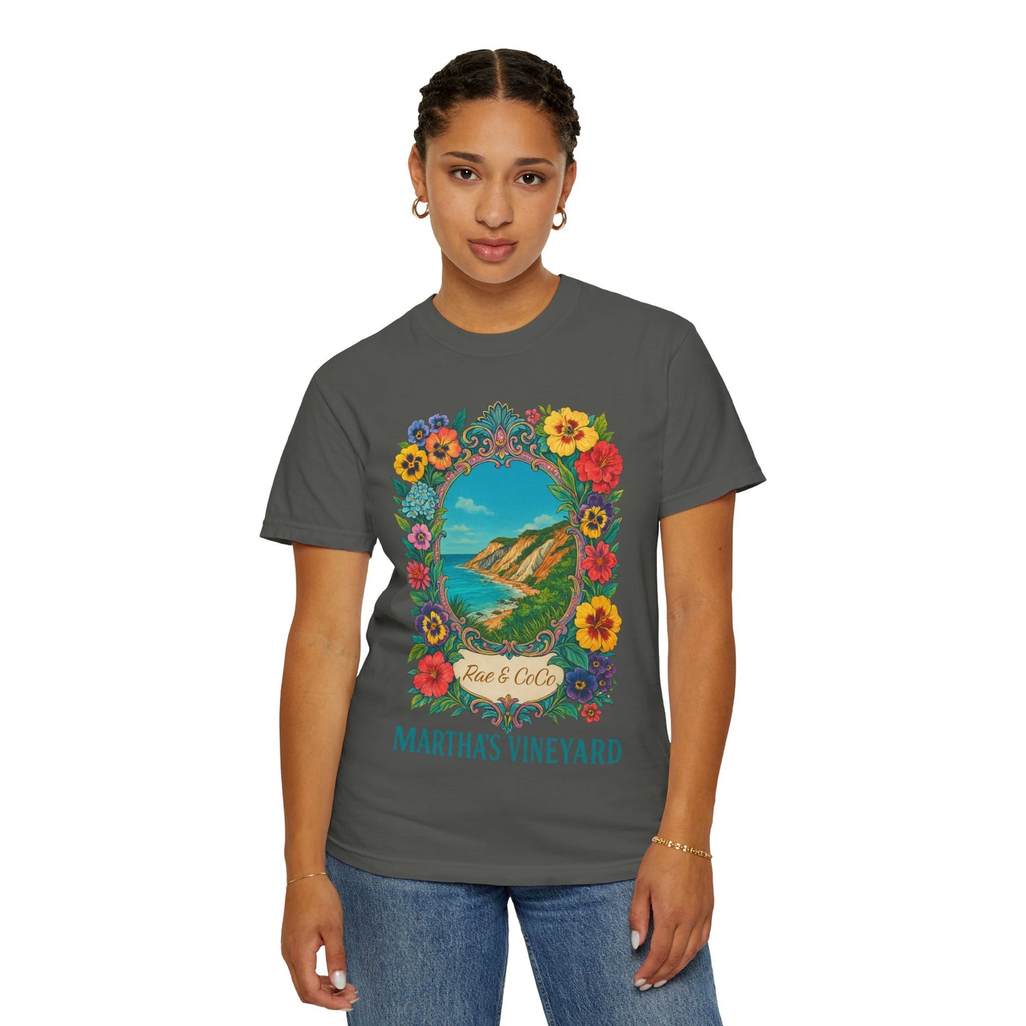 Vintage Floral Martha’s Vineyard Tee – Aquinnah Cliffs & Island Heritage Shirt