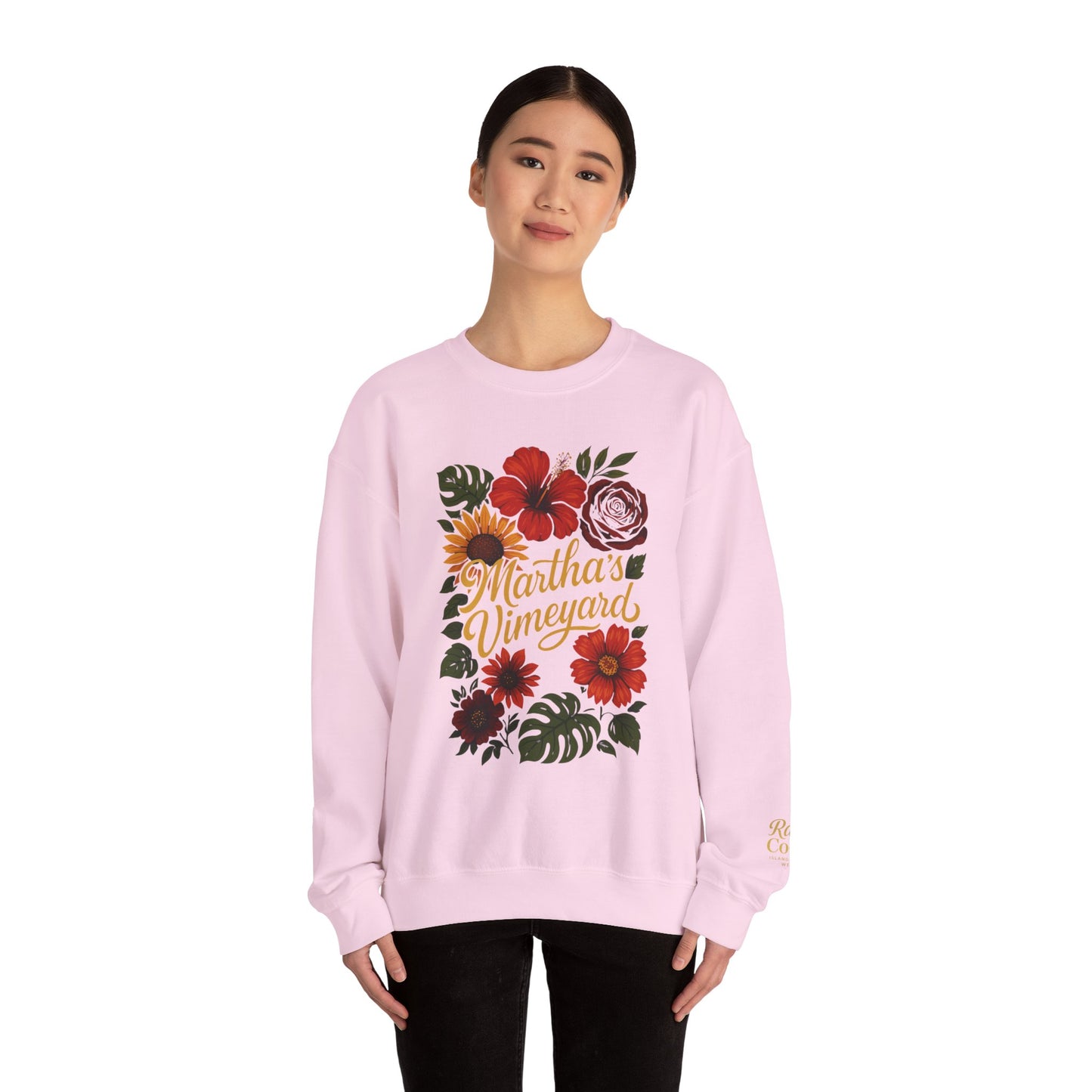 Ocean Park Floral Crewneck Sweatshirt – Martha’s Vineyard Classic | Unisex Heavy Blend
