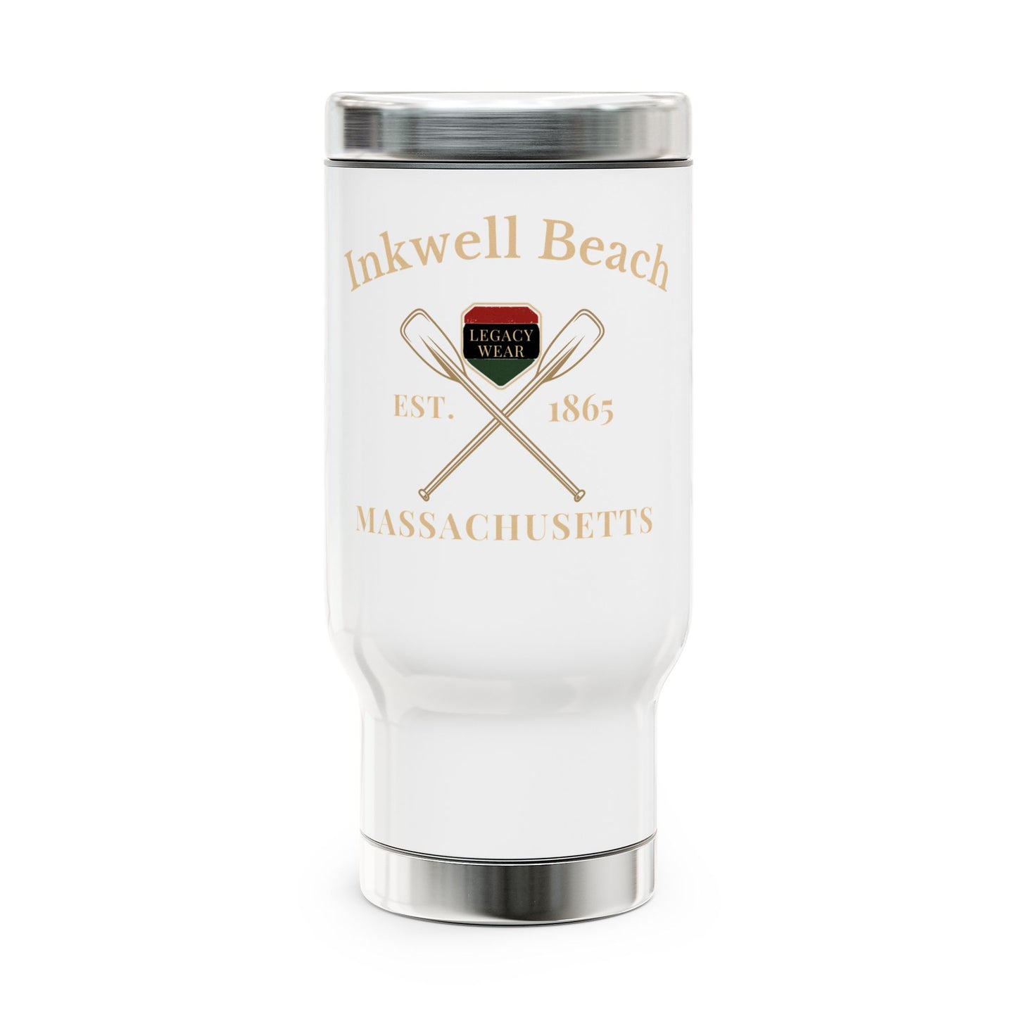 Stylish Stainless Steel Travel Mug, Inkwell Beach Travel Cup, Coffee Lover Gift, Outdoor Adventure Mug, Eco-Friendly Beverage Container