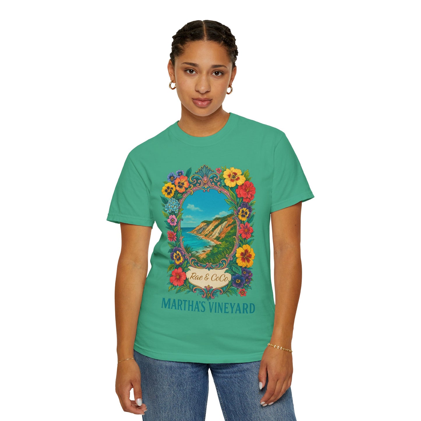 Vintage Floral Martha’s Vineyard Tee – Aquinnah Cliffs & Island Heritage Shirt