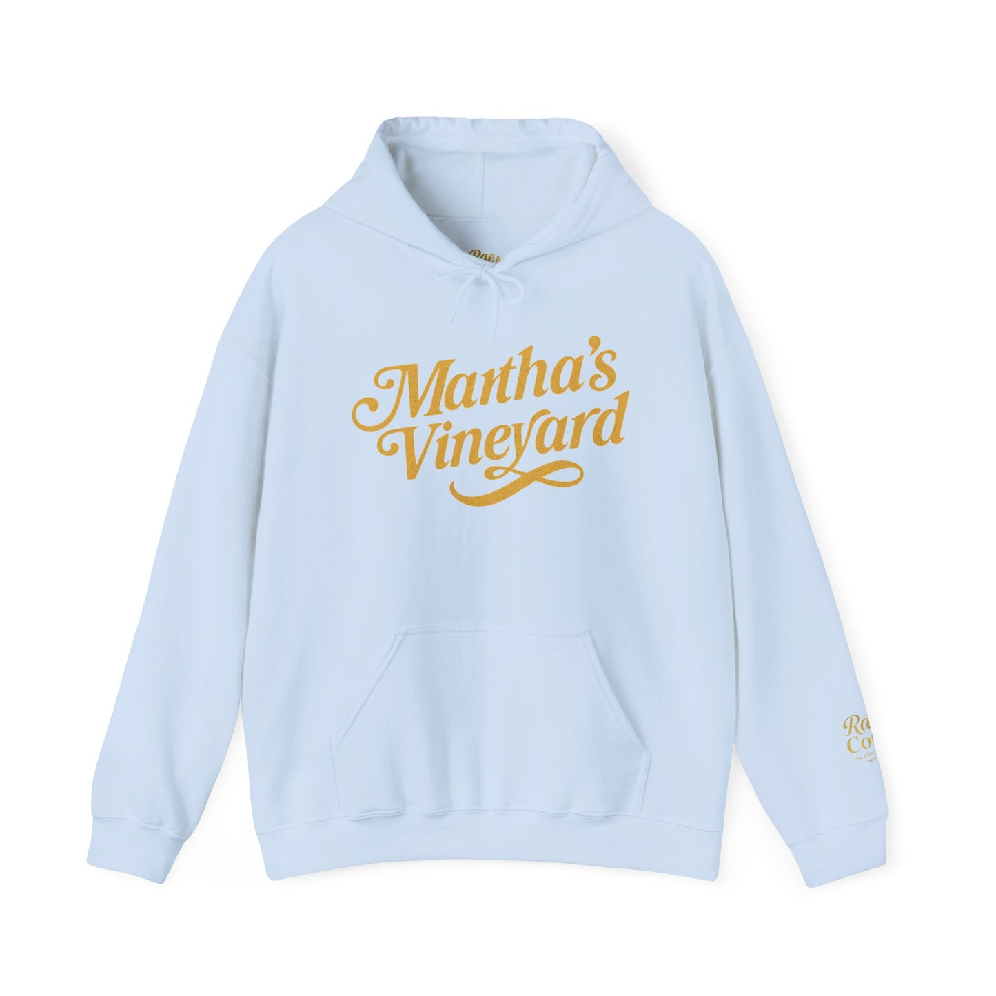 Martha’s Vineyard Hoodie – Unisex Heavy Blend with Cursive Yellow & Black Lettering