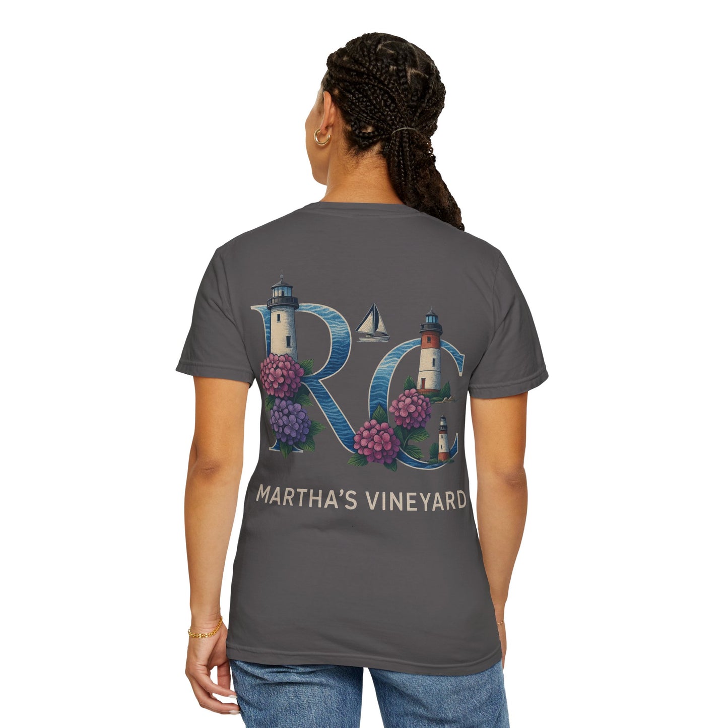 RC Martha’s Vineyard Tee – Nautical Lighthouse & Hydrangea Island Design