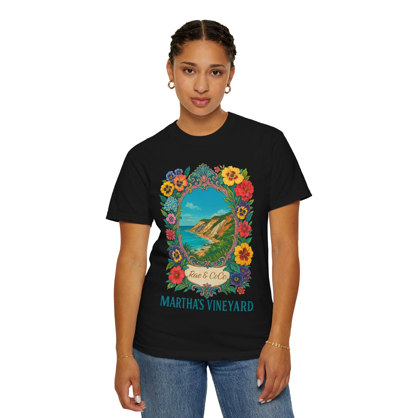 Vintage Floral Martha’s Vineyard Tee – Aquinnah Cliffs & Island Heritage Shirt