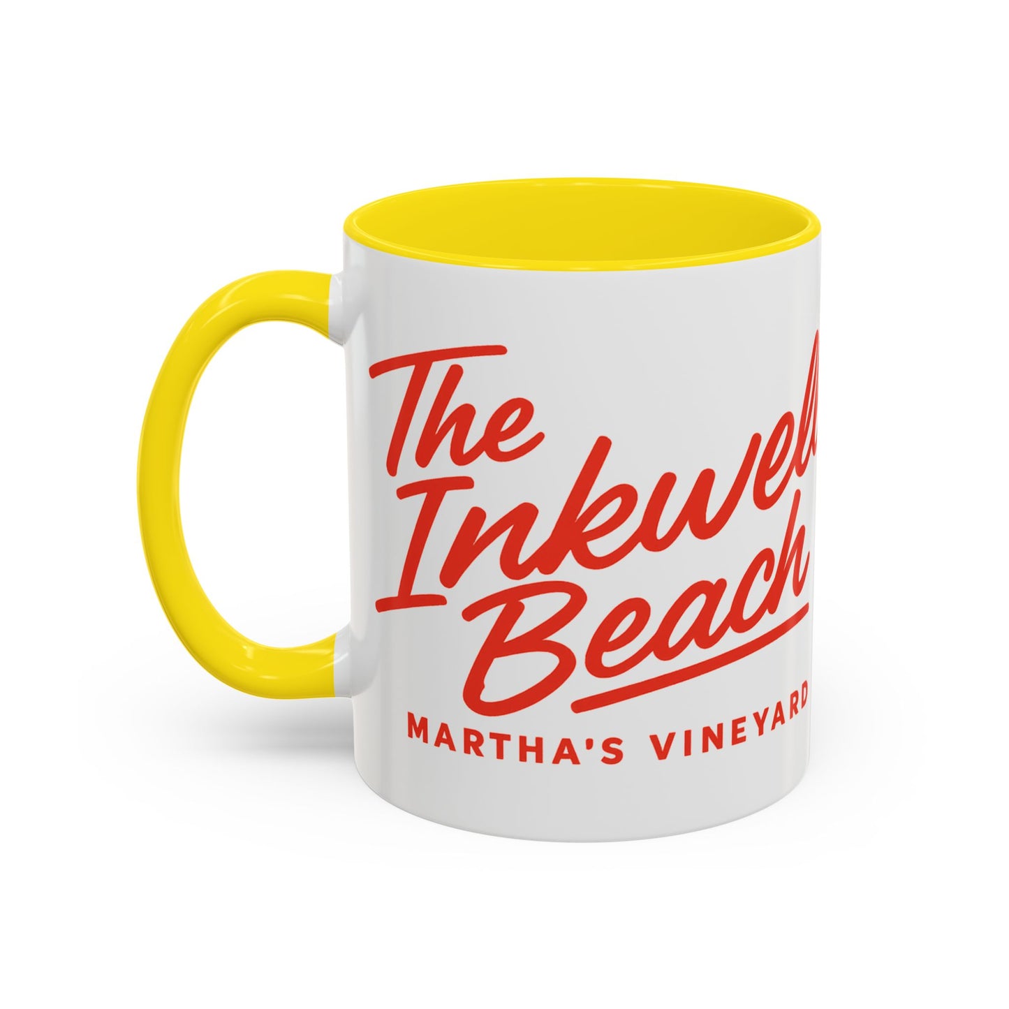 🔴 The Inkwell Beach – Martha’s Vineyard Classic Script Accent Mug (11oz & 15oz)