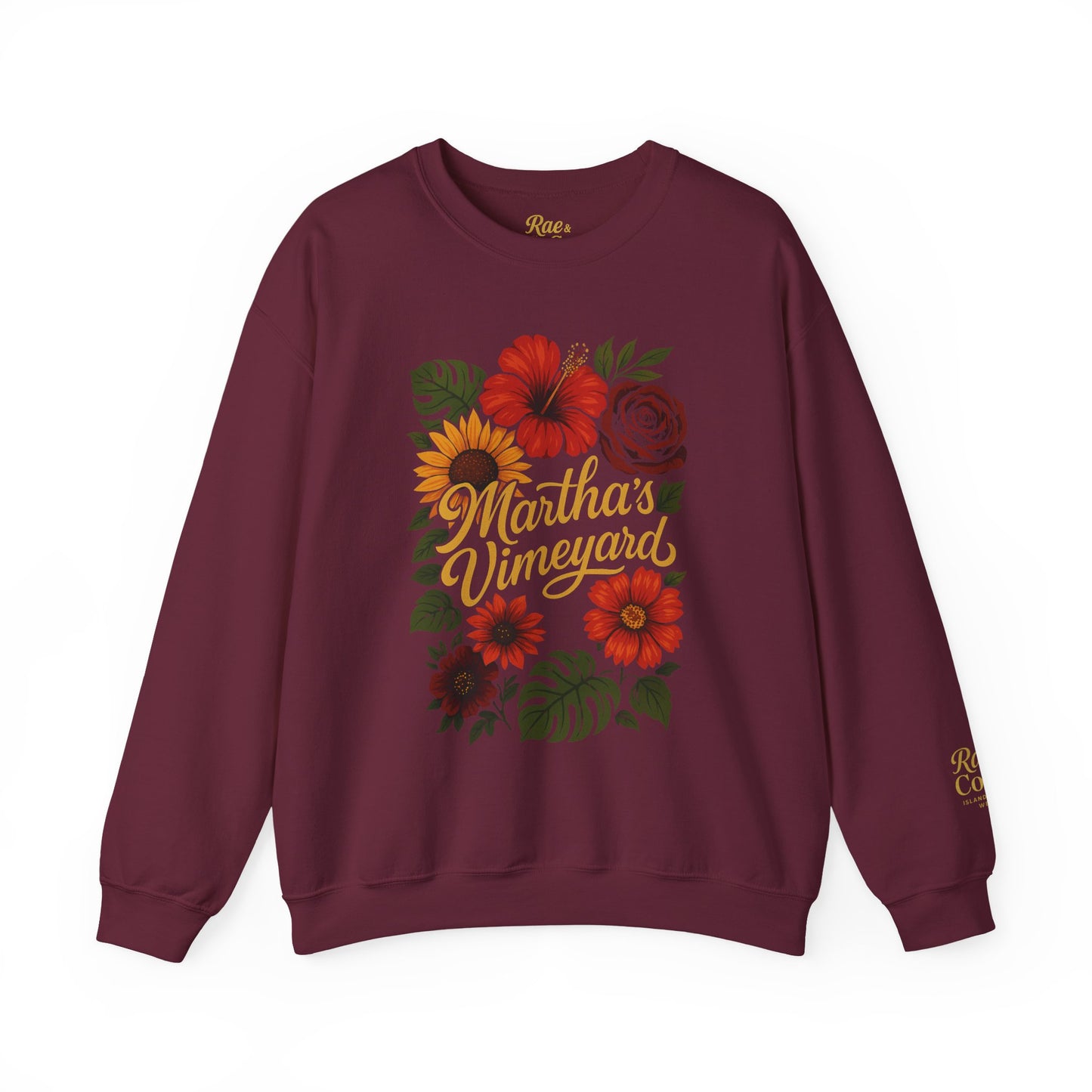 Ocean Park Floral Crewneck Sweatshirt – Martha’s Vineyard Classic | Unisex Heavy Blend