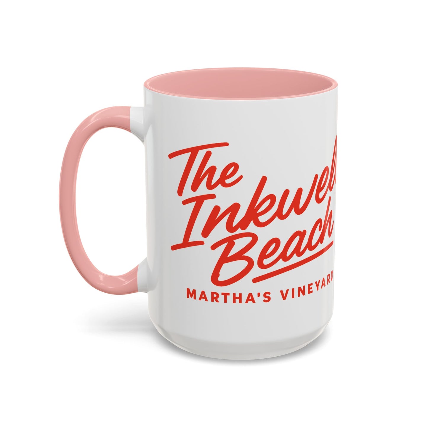 🔴 The Inkwell Beach – Martha’s Vineyard Classic Script Accent Mug (11oz & 15oz)