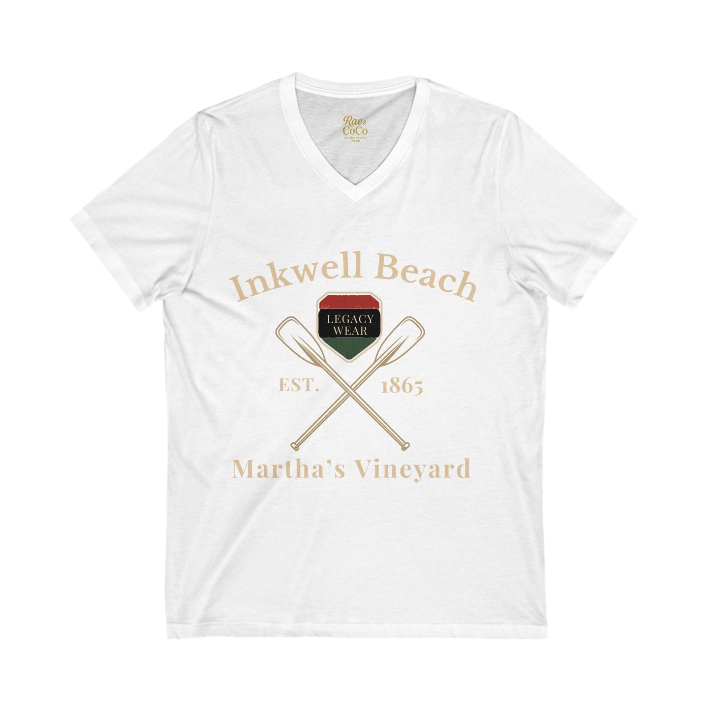 Classic Inkwell Beach V-Neck Tee, Summer Tee, Beach Shirt, Casual Wear, Gift for Beach Lovers, Vintage Style Shirt