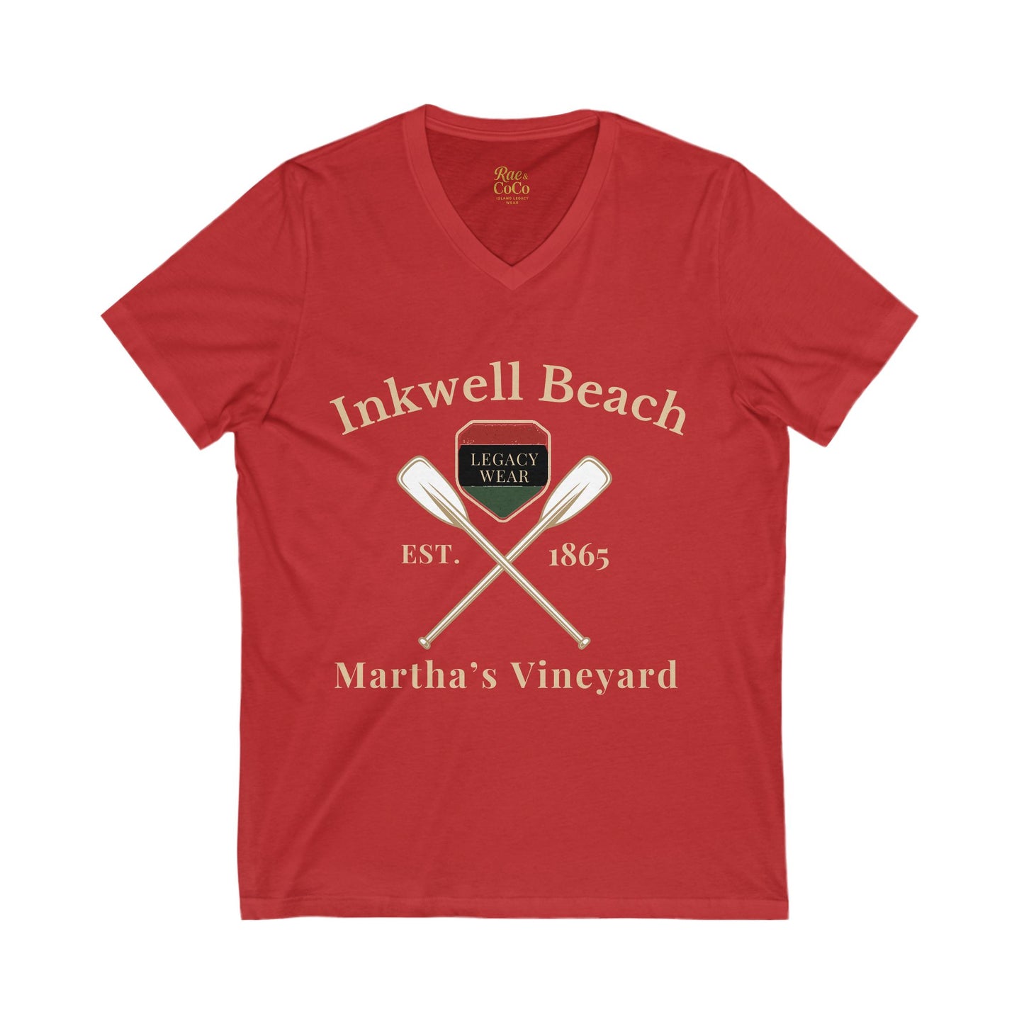 Classic Inkwell Beach V-Neck Tee, Summer Tee, Beach Shirt, Casual Wear, Gift for Beach Lovers, Vintage Style Shirt