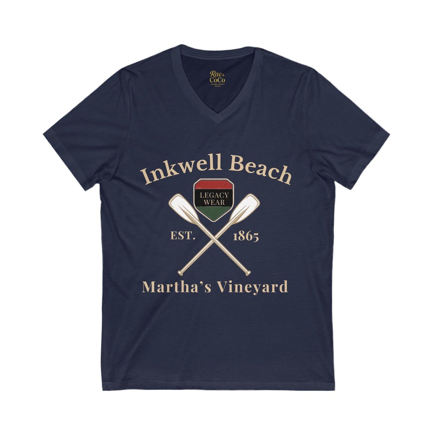 Classic Inkwell Beach V-Neck Tee, Summer Tee, Beach Shirt, Casual Wear, Gift for Beach Lovers, Vintage Style Shirt