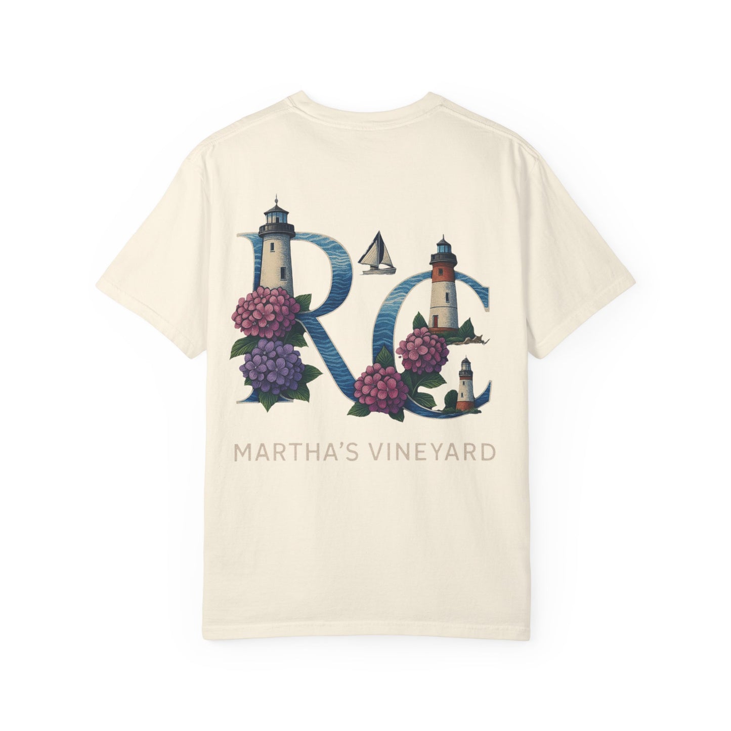 RC Martha’s Vineyard Tee – Nautical Lighthouse & Hydrangea Island Design