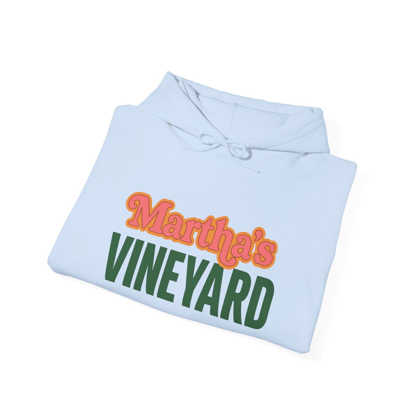 Retro “Martha’s Vineyard” Hoodie – Unisex Heavy Blend, Orange & Green Coastal Desig