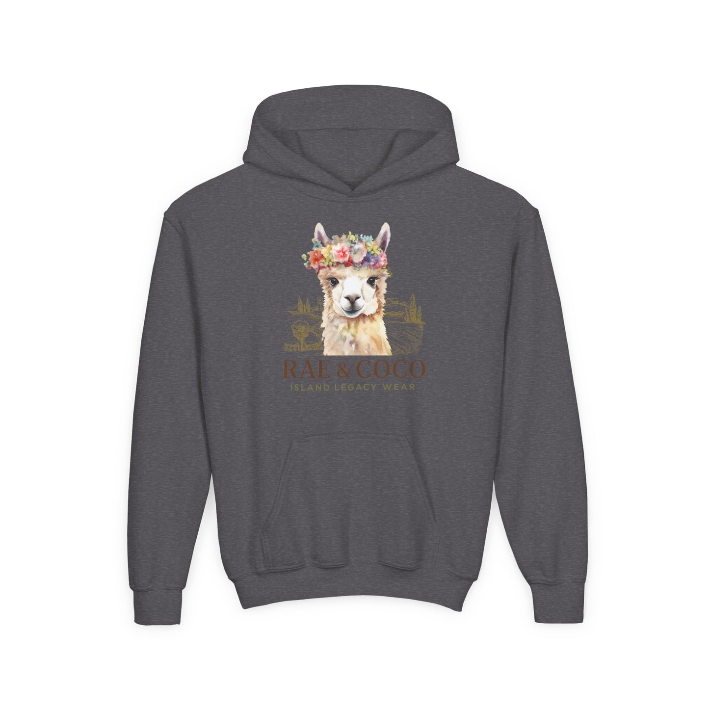 Floral Alpaca Youth Hoodie - Cozy Gift for Animal Lovers, Perfect for Birthdays, Holidays, Casual Wear, Family Outings