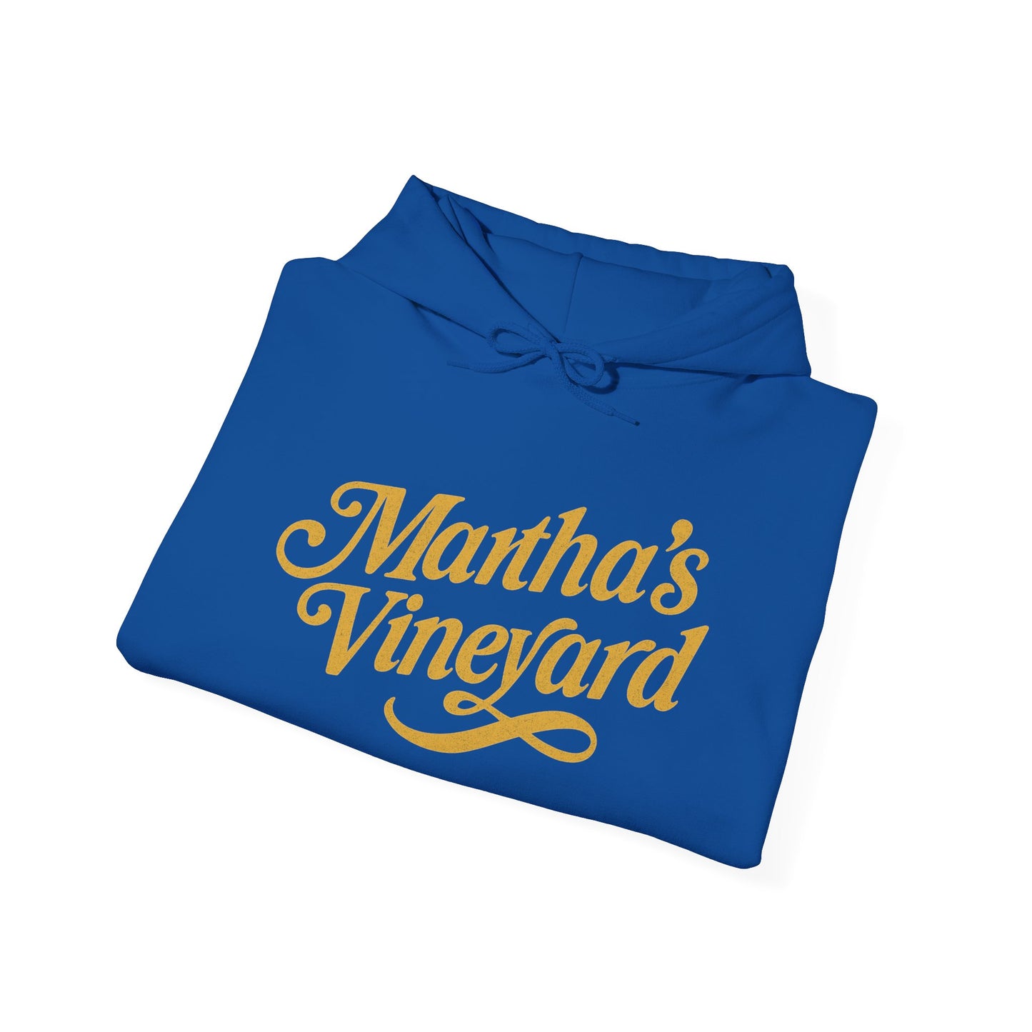 Martha’s Vineyard Hoodie – Unisex Heavy Blend with Cursive Yellow & Black Lettering