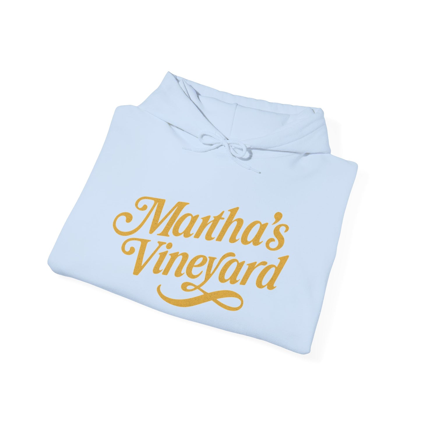 Martha’s Vineyard Hoodie – Unisex Heavy Blend with Cursive Yellow & Black Lettering
