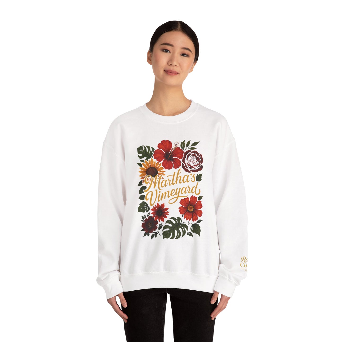 Ocean Park Floral Crewneck Sweatshirt – Martha’s Vineyard Classic | Unisex Heavy Blend