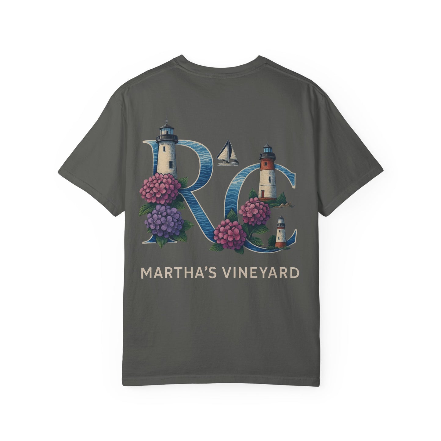 RC Martha’s Vineyard Tee – Nautical Lighthouse & Hydrangea Island Design