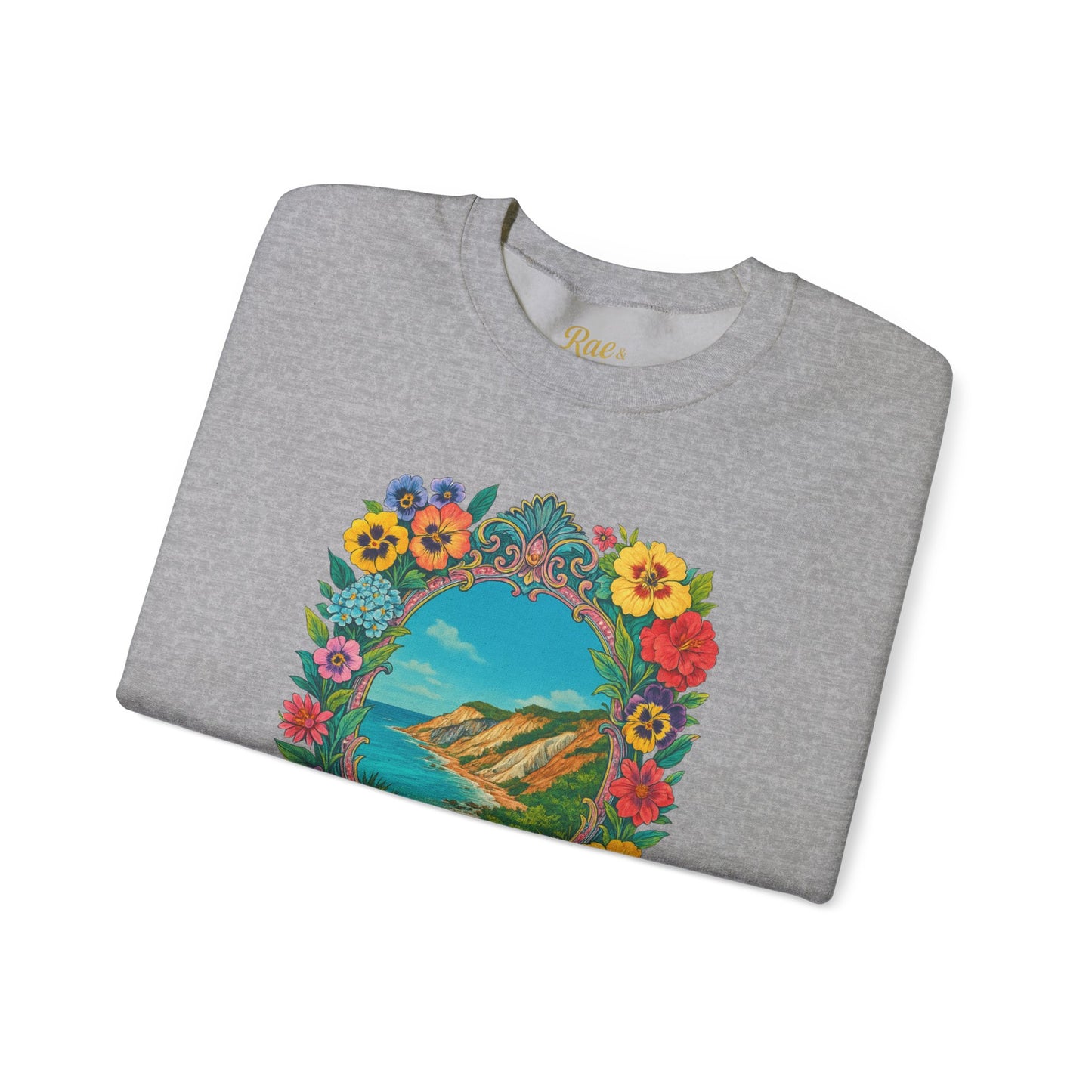 Aquinnah Cliffs Floral Crewneck – Martha’s Vineyard Classic | Unisex Heavy Blend Sweatshirt