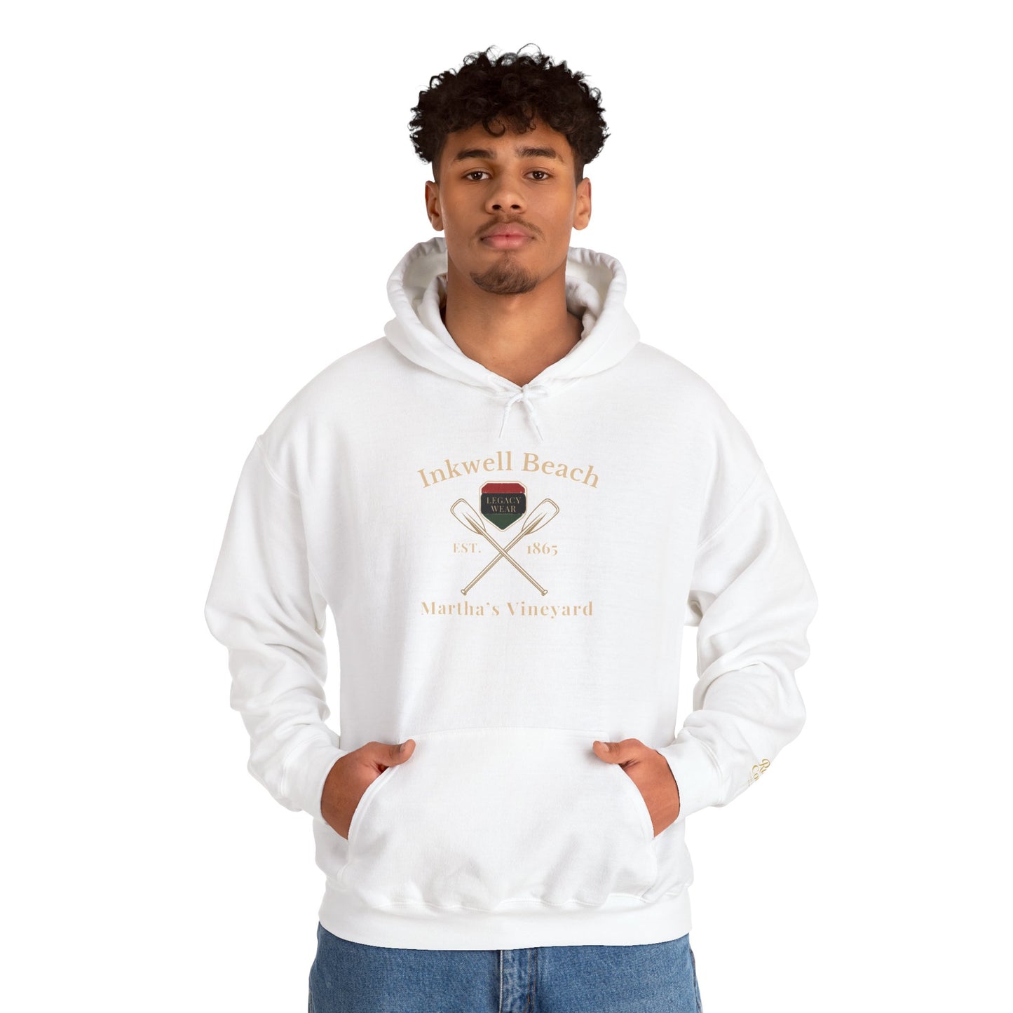 Cozy Beach Hoodie: InkWell Vineyard Design, Unisex Pullover Sweatshirt, Gift for Beach Lovers, Casual Wear, Vacation Essential